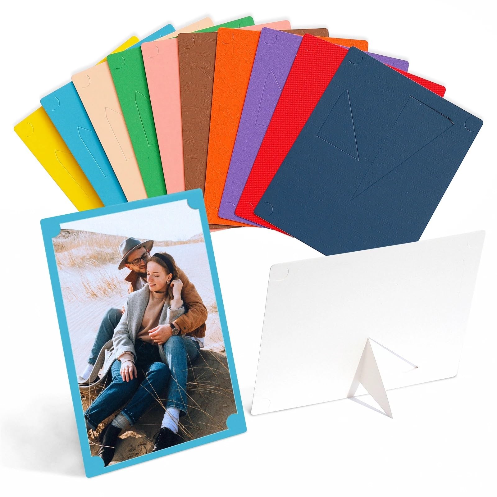 Gwyzax Cardboard Photo Frames 40Pcs Paper Photo Frame Simple Color Cardboard Picture Frame Set(7 inch)