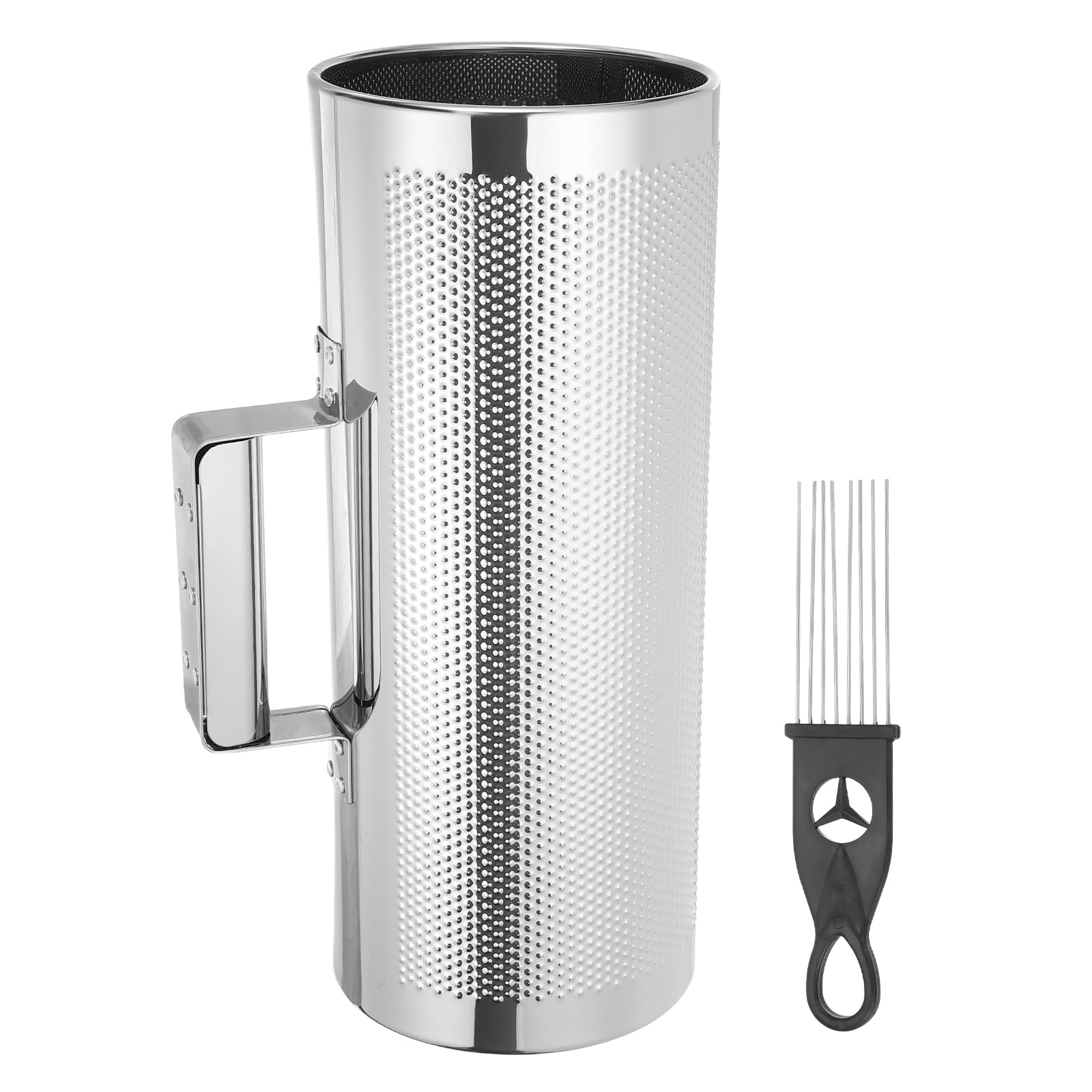 QUARKZMAN Guiro De Acero Inoxidable Instrumento De Percusión Latina 5" x 12" Con Raspador Herramienta De Entrenamiento Musical Guiro Metálico Para Bandas Presentación Con Martillo De Arena