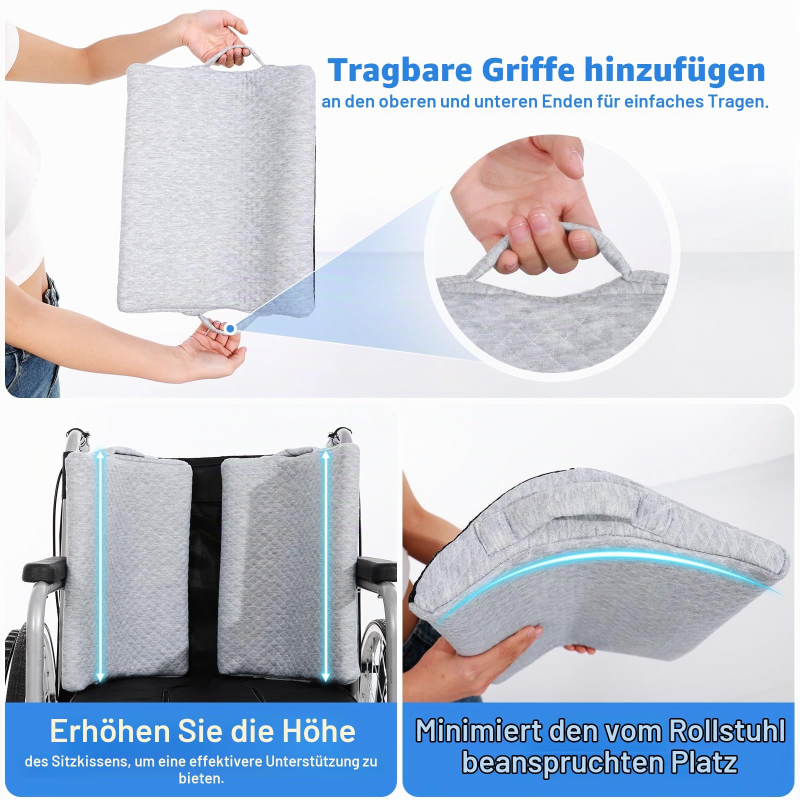 wefaner 1 Paar seitliche Stützkissen für Rollstuhl-Seitenteile, Rollstuhl-Seitenpads für die Nicht aufrecht im Rollstuhl sitzen können