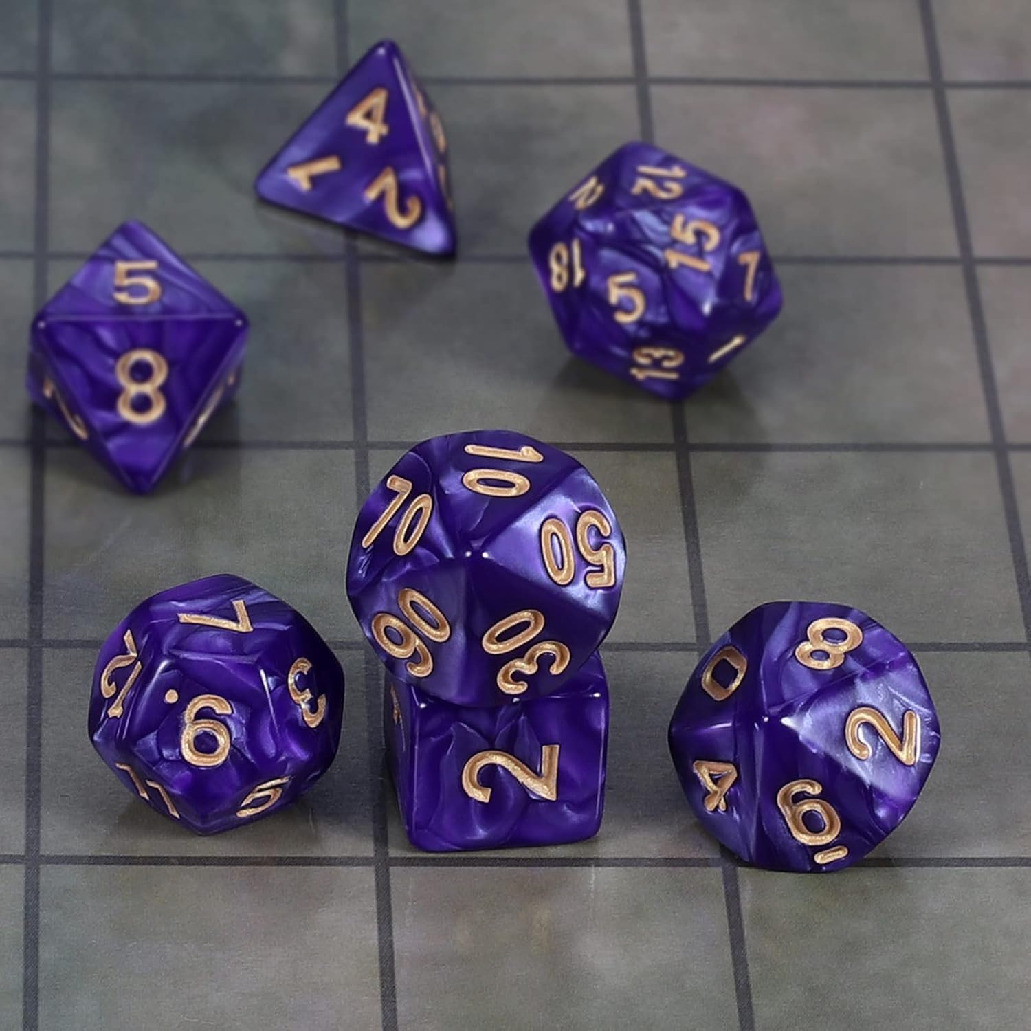 CiaraQ DND Polyhedral Dice Set with Dice Bag for Dungeons and Dragons RPG MTG Role Playing Table Games (Purple)