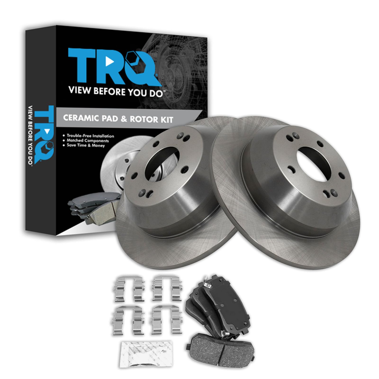 TRQ Rear Brake Pad and Rotor Set Ceramic Compatible with 2015-2020 Kia Sedona
