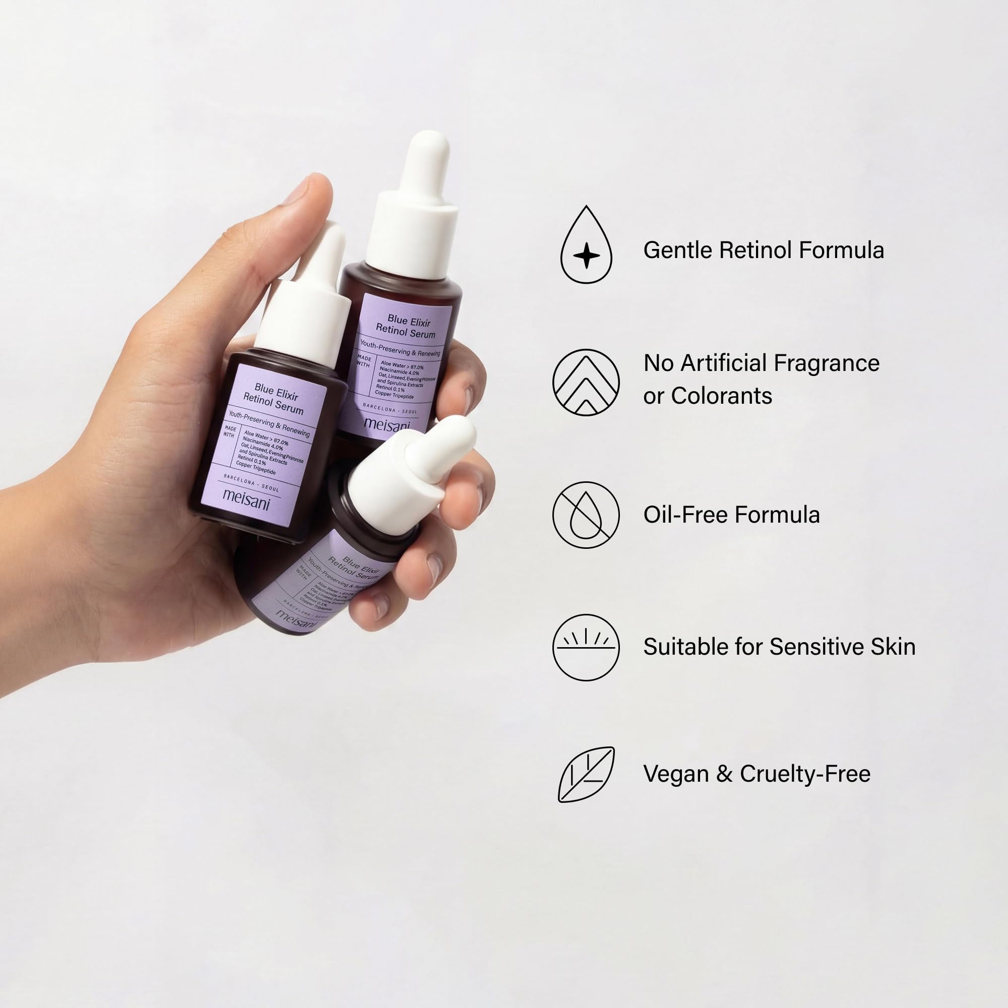 Meisani Pack Dúo Sérums: Glow Drops Vitamin C y Blue Elixir Retinol