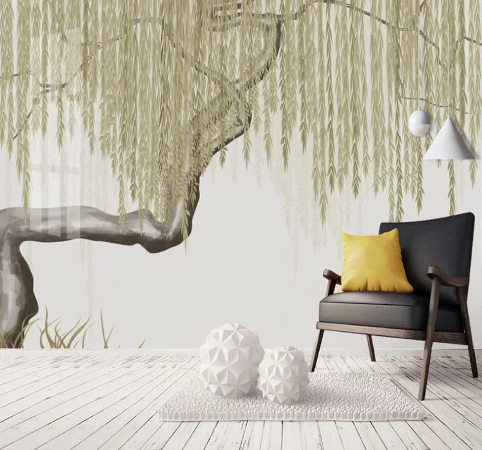 XLMING Minimalist Three Dimensional Fresh Trees Willow 3D Wallpaper Luxury Home Dining Decor Paste Sofa Living Room The Wall for Bedroom Mural-150cm×105cm