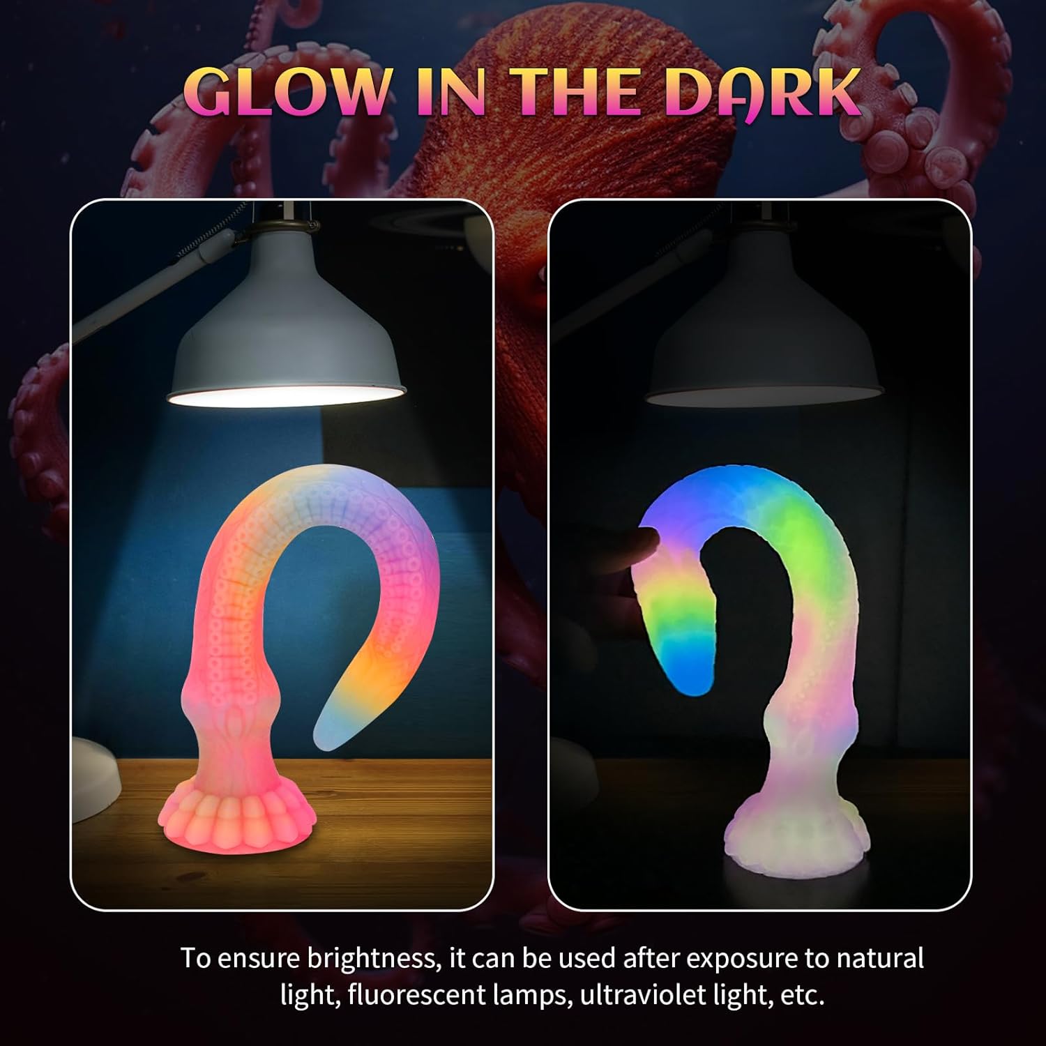 Long Tentacle Dildo, Large Butt Plug with Suction Cup Depth Play, Monster Tentacle Anal Sex Toys（Pink） (XL)