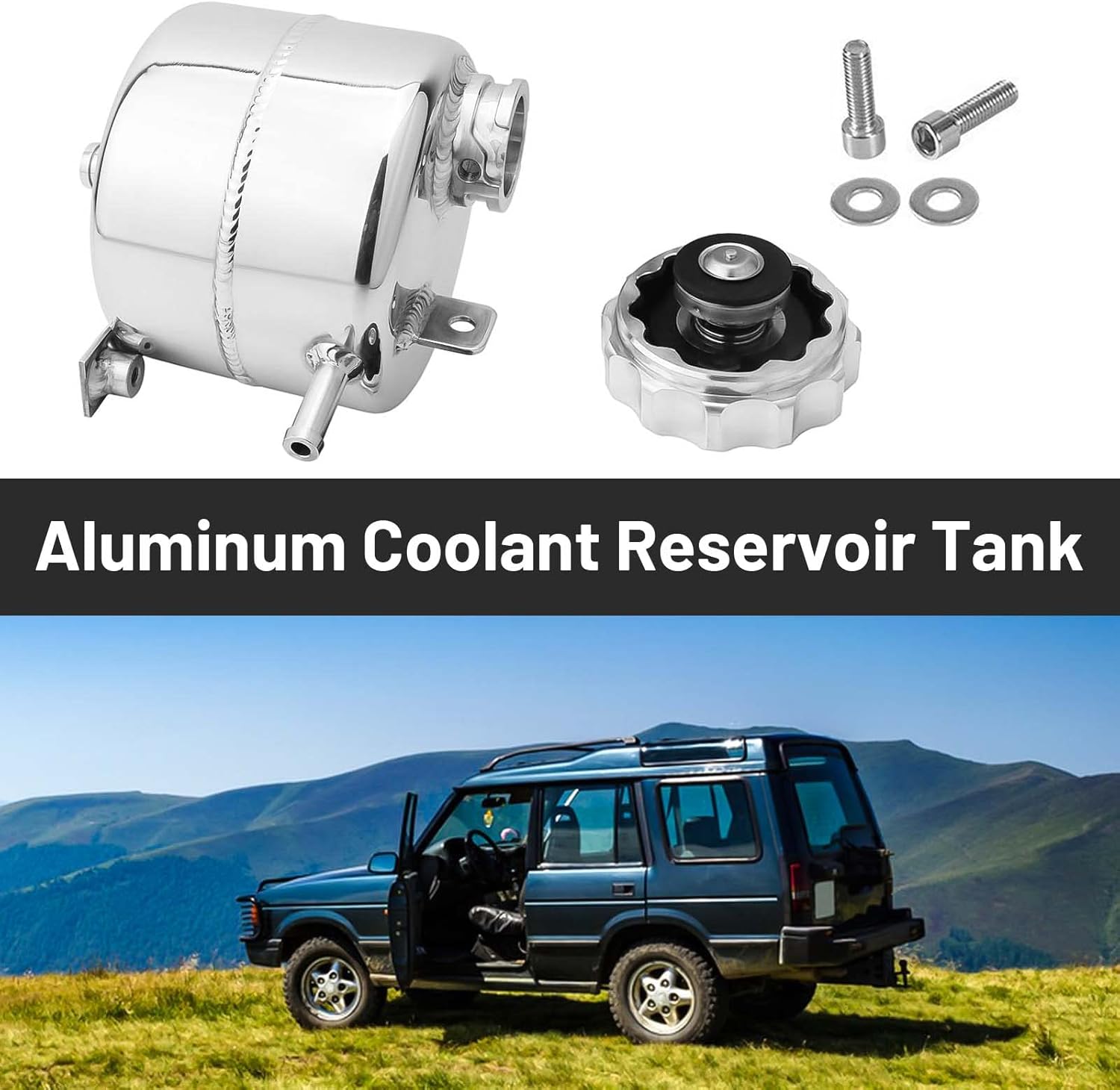 2.5L Aluminium Polished Radiator Coolant Water Overflow Expansion Tank Reservoir,Expansion Alloy Tank Radiator Reservoir Tank with Cap for Mini Cooper S R52 R53,Silver