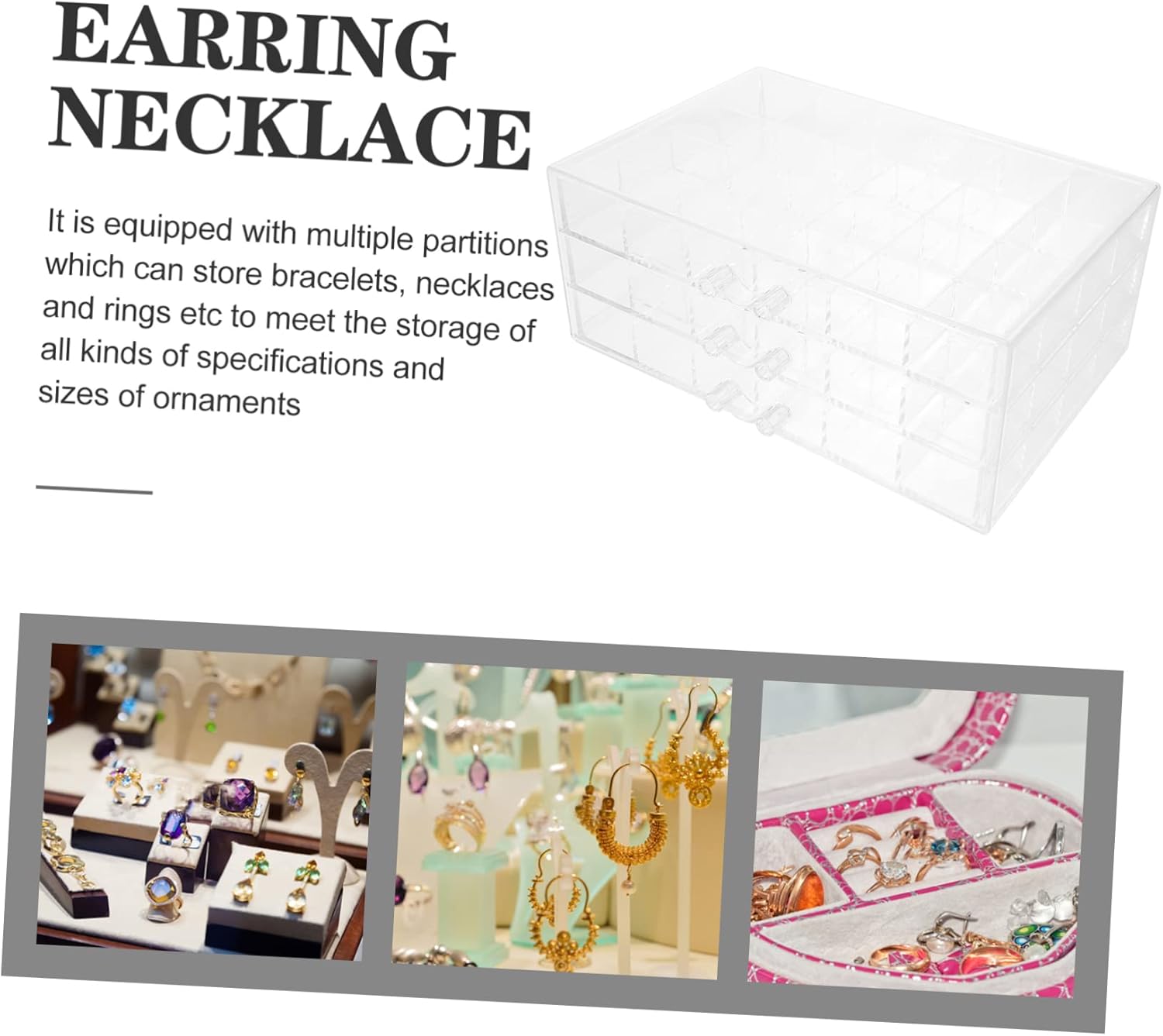 LIFKOME Bead Organizer Jewelry Storage Box Ring Case Display Necklace Holder Earring Case Storage Holder