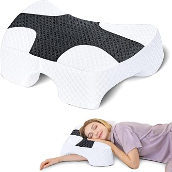 SAHEYER Side Sleeper Pillow with Arm Hole, Memory Foam Pillow for Neck and Shoulder Pain Relief, Multi-Angle Armholes Pillow for Many Sleeping Positions Black