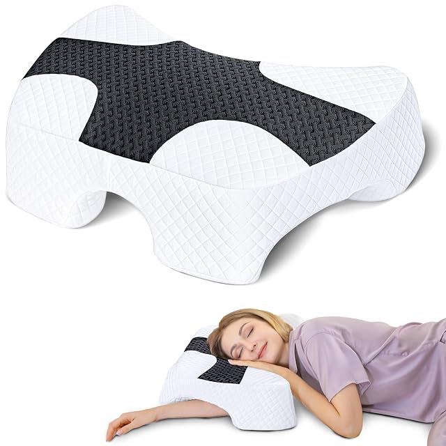 SAHEYER Side Sleeper Pillow with Arm Hole Memory Foam Pillow for Neck and Shoulder Pain Relief Multi-Angle Armholes