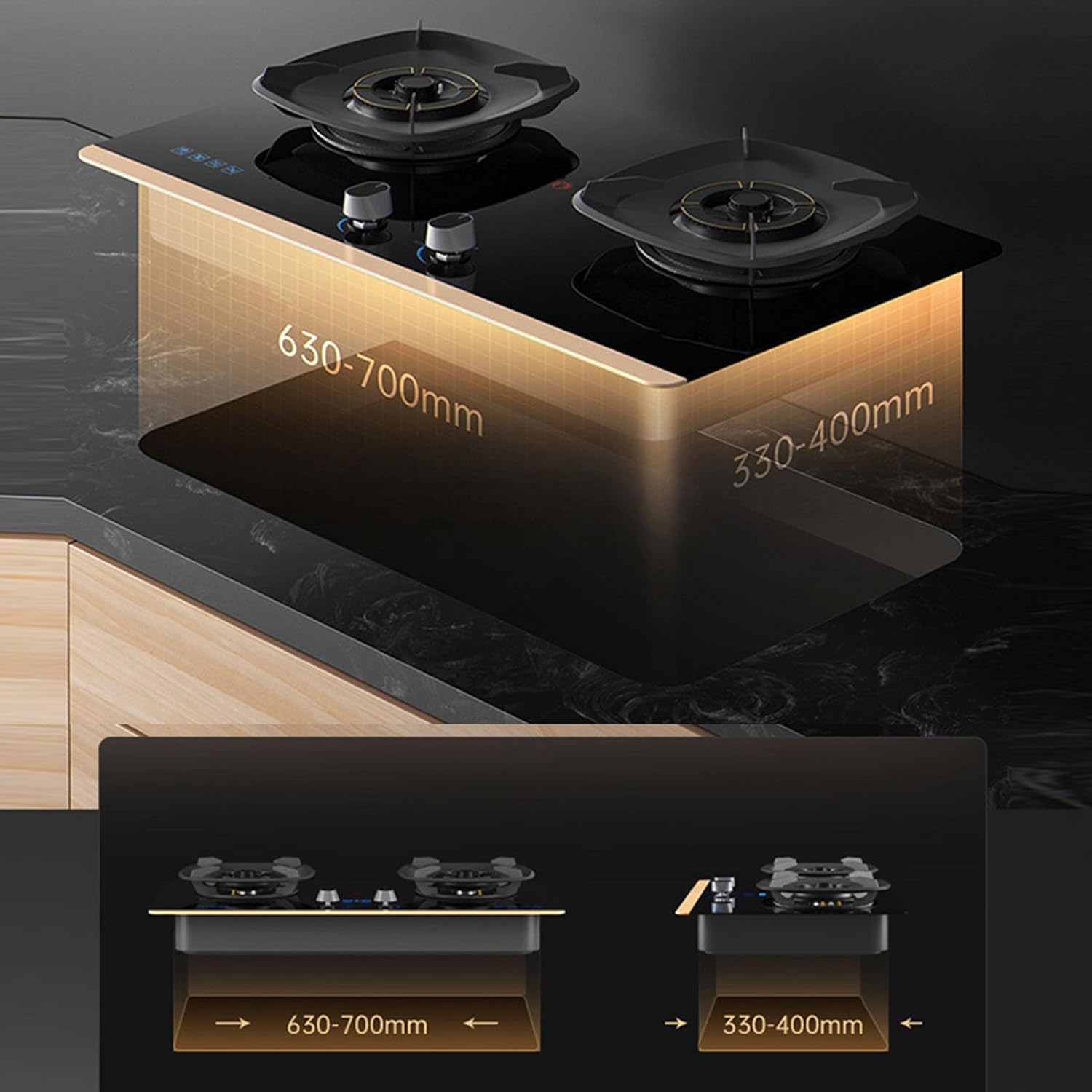 Gas Cooktop,Tempered Glass Gas Stove,17742.4 BTU Tabletop/embedded Two Burners,Flameout Protection,Suitable for Household (Size : LPG), 18648