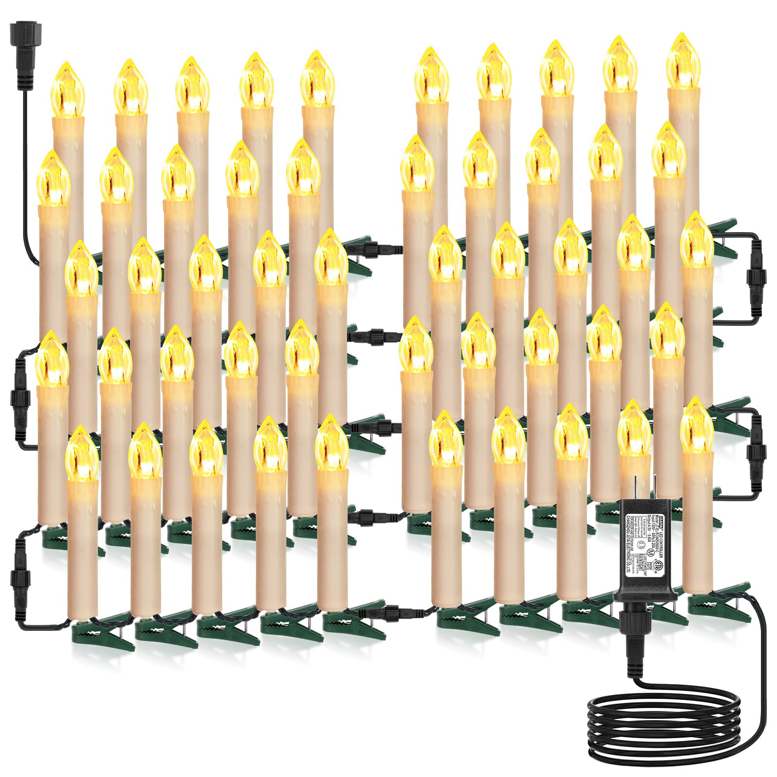 Bougies de Noël sans flamme à clipser par 50 pour sapin intérieur