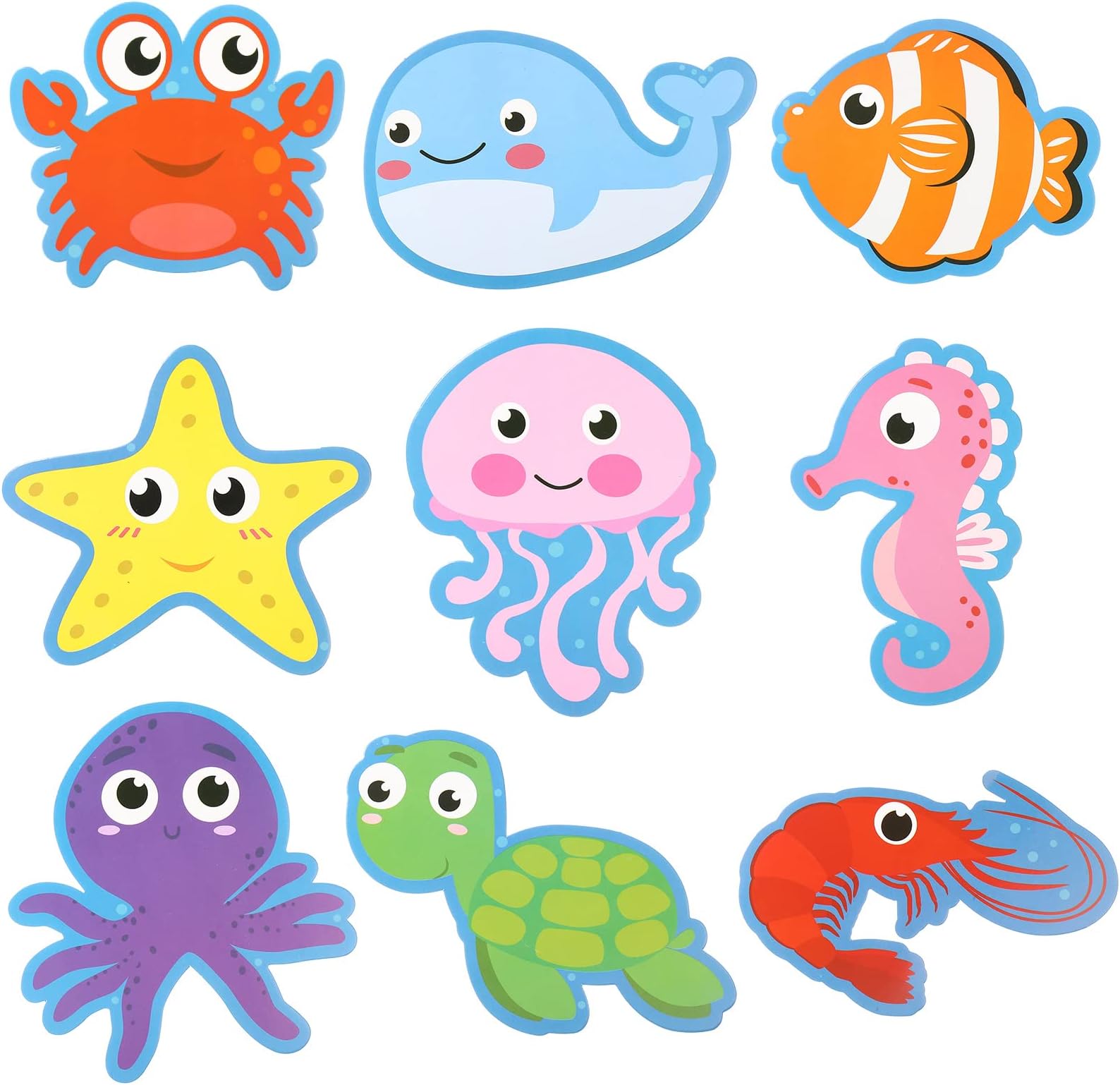 45 Pcs Sea Life Cut Outs Tropical Fish Cutouts Ocean Animal Bulletin Board Decorations with 100 Glue Point Under The Sea Creatures Accents for Party Wall Decor Summer