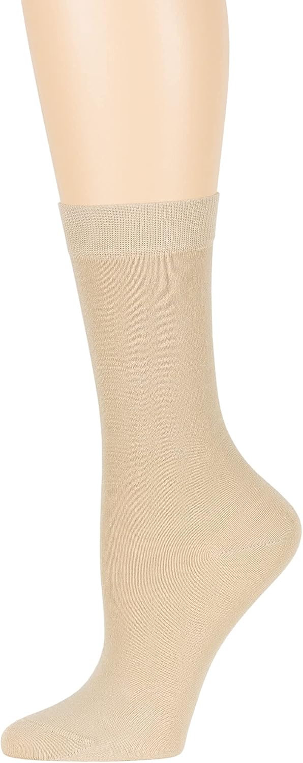 7BigStars Women Viscose From Bamboo Dress Socks, Solid Patterned Crew Fit, 4 Pairs Breathable Seamless for Work Daily Wear