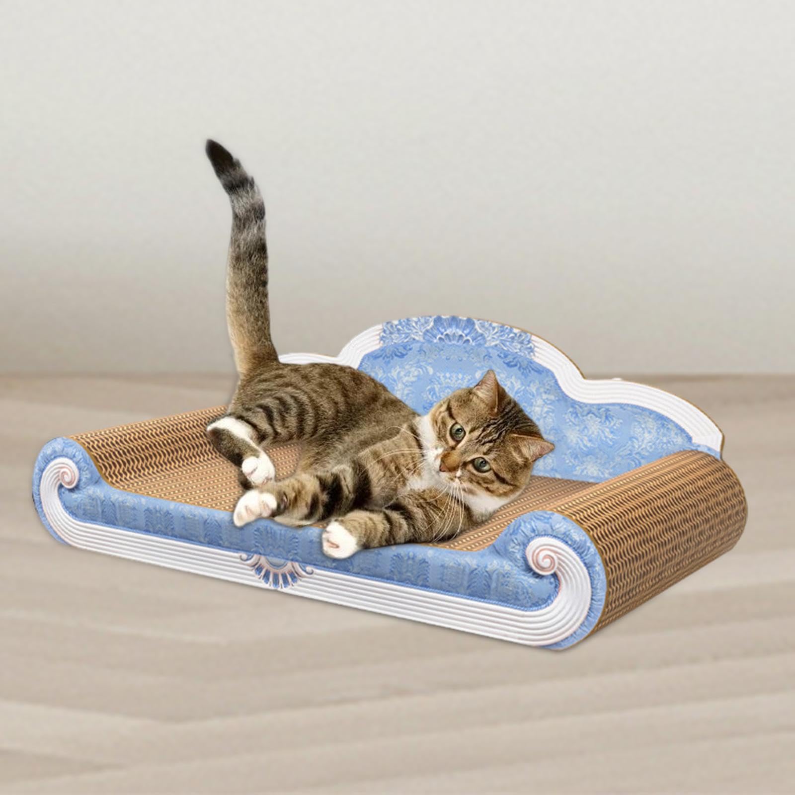 Griffoir pour Chat Lit pour Chat Canapé en Carton Ondulé Accessoire de Mobilier pour Chat Jouet Anti-griffure Structure Convient à La Décorati, Bleu