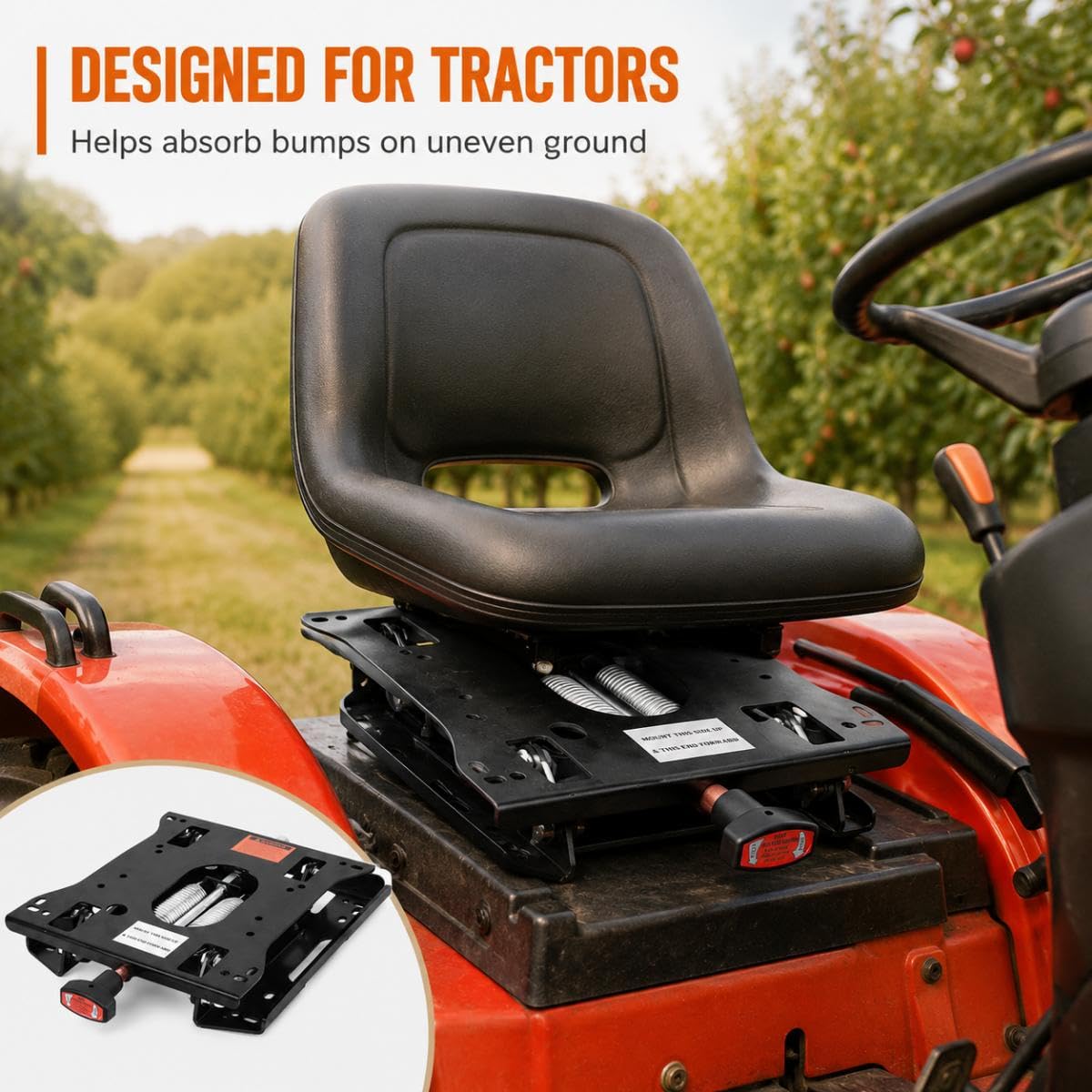 Sitzfederungssatz für Bad Boy Mowers ZT 2007-2012 | Sitzgleitschiene Zero-Turn-Rasenmäher Sitzfederung Einstellbare Traktor-Sitzfederungssatzompatibel Gabelstapler Bulldozersitz