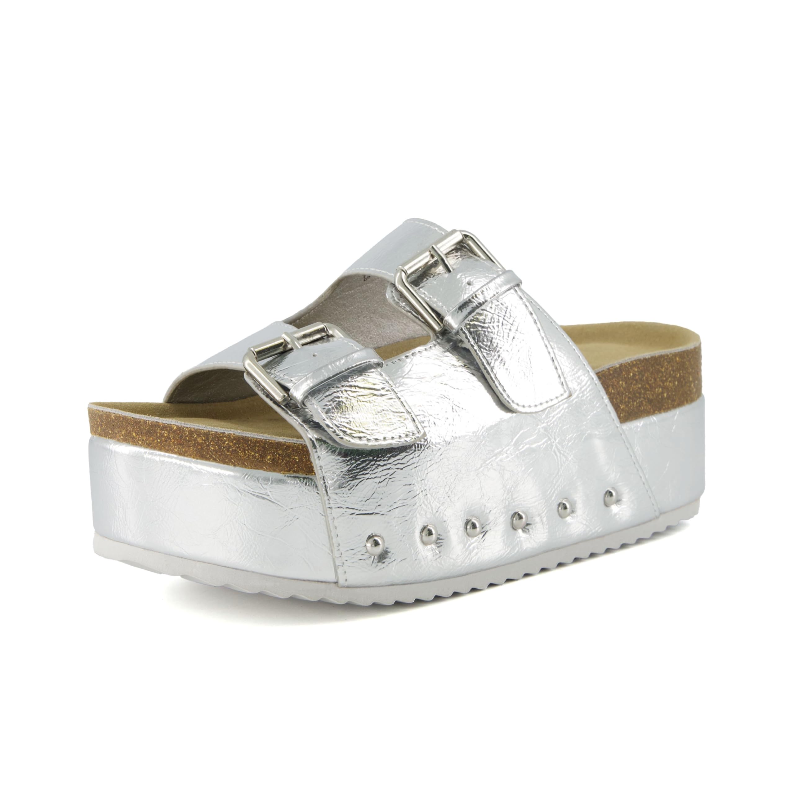 CUSHIONAIRE Guru Platform Sandals Women Footwear – Comfortable Genuine Leather Footbed Studded Chunky Slide Summer Sandals for Women 2025