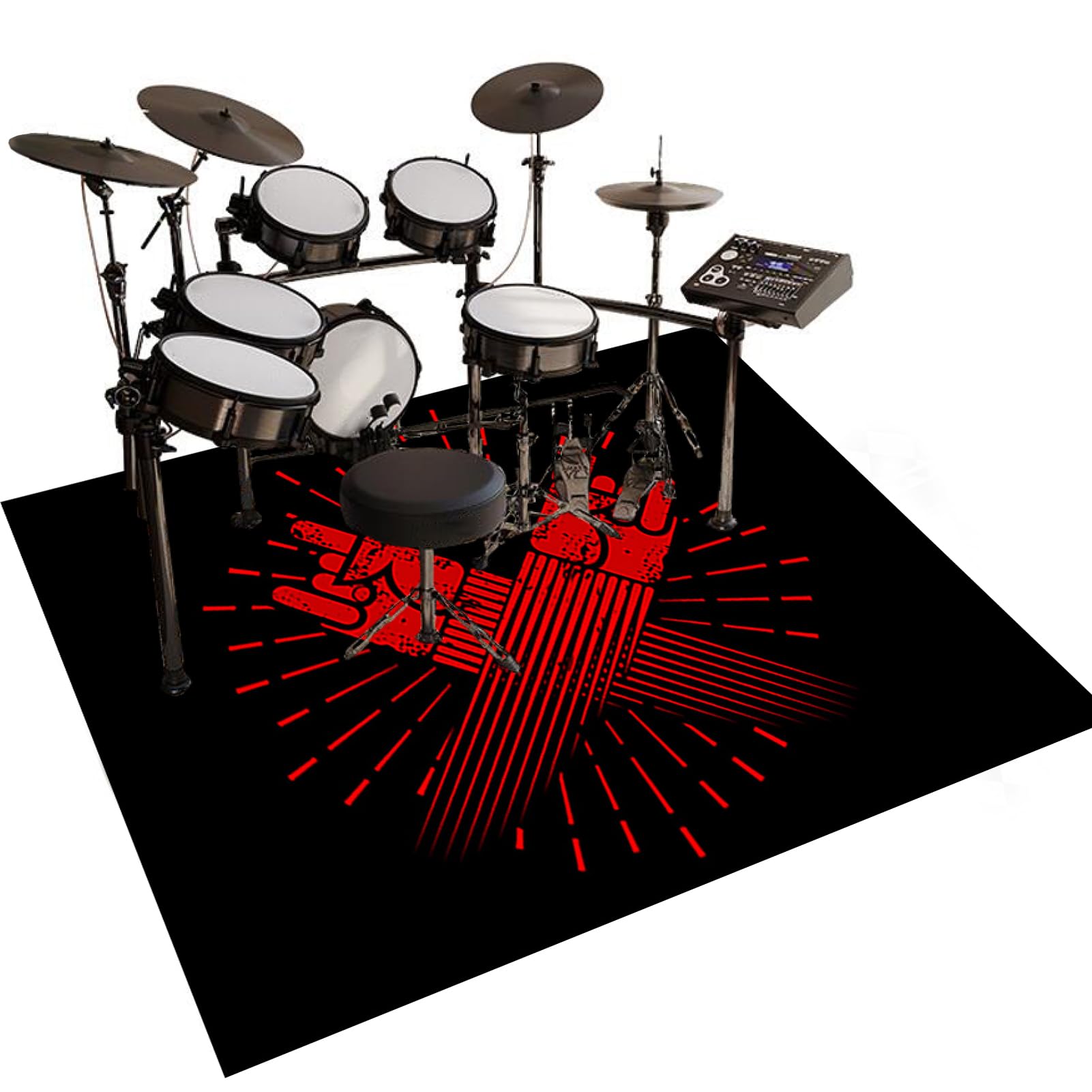 Tappeto per Batteria Professionale Tappeto Insonorizzato Tappeto a Tamburo Tappeti Antiscivolo elettronico Drum Tappeto Kit per Grancassa Tamburo Rullante e Altri Strumenti Drum Rugs 230 x 180 cm