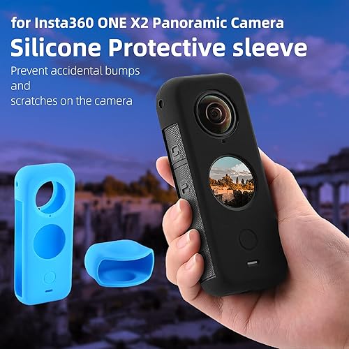 Miniatura 6 de Accesorios de protección para Insta360 One X2, funda de goma para cámara de acción con kit de cubierta de lente de silicona (negro), 4.6 in x 2.3 in