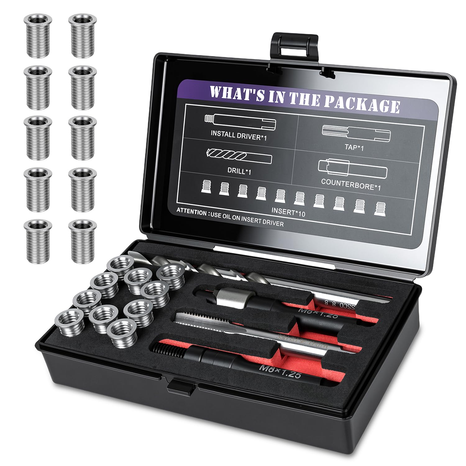 M8 Thread Repair Kit - Restore Damaged Threads -14 M8 Thread Repair Kit - Restore Damaged Threads -14
