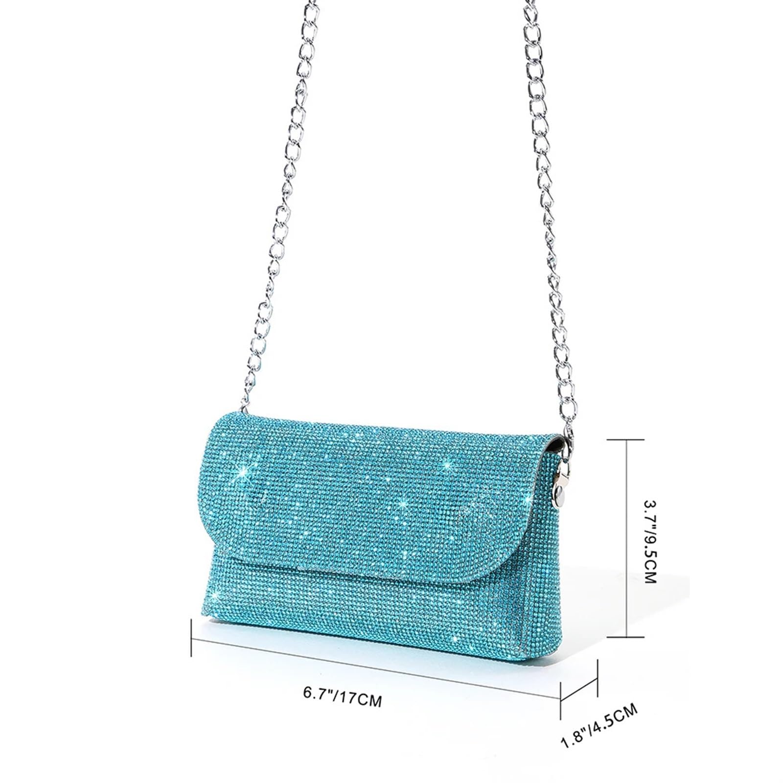 Pochette Da Sera Borsa da sera con strass, borsa donna scintillante, a tracolla lucida in pelle PU diamanti, mini a mano