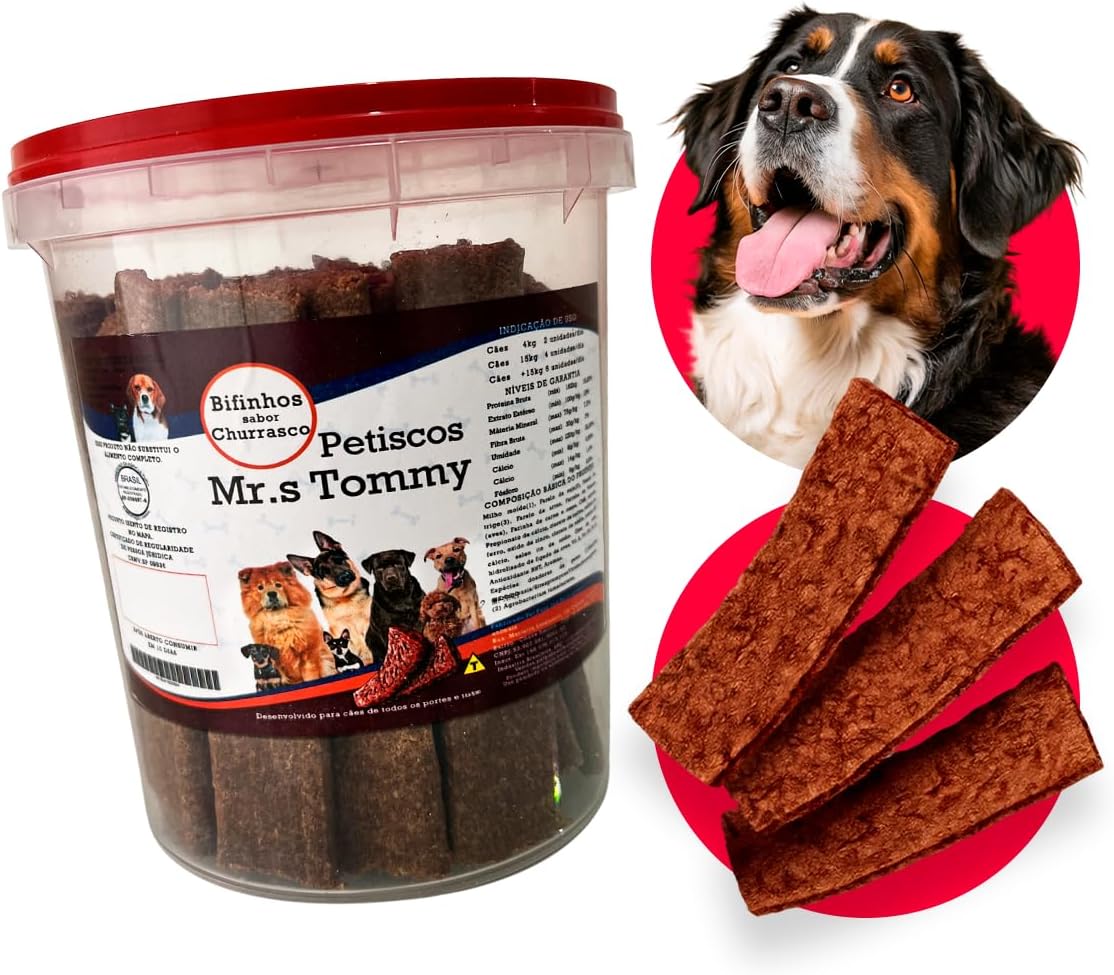 Petisco Bifinho Premium Para Cachorro Pote 500gr (Churrasco)