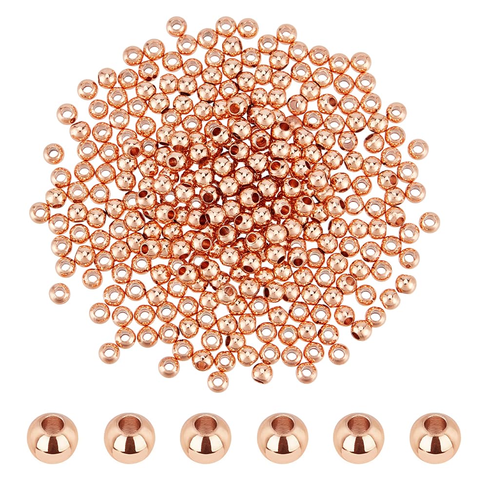 PH PandaHall 1430pz Perline Distanziatori Oro Perline Rotonde in Ottone, 1.8~6mm Perlina Sfuse Lisce per Braccialetto Collana Gioielli Orecchino Artigianato Fai Da Te, Foro: 0.9~3mm