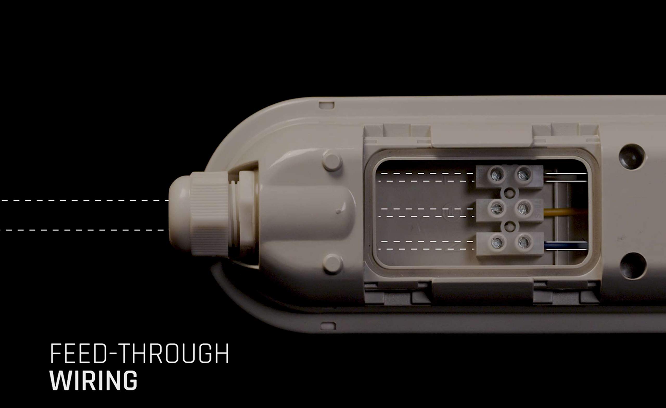 ChiliTec Lampada Da Soffitto A LED Per Ambienti Umidi, Con Passaggio, IP65, 230 V, Illuminazione Per Vasca Da Bagno, Garage, Cantina, Bianco Neutro, Lunghezza 60 Cm - Foto 2