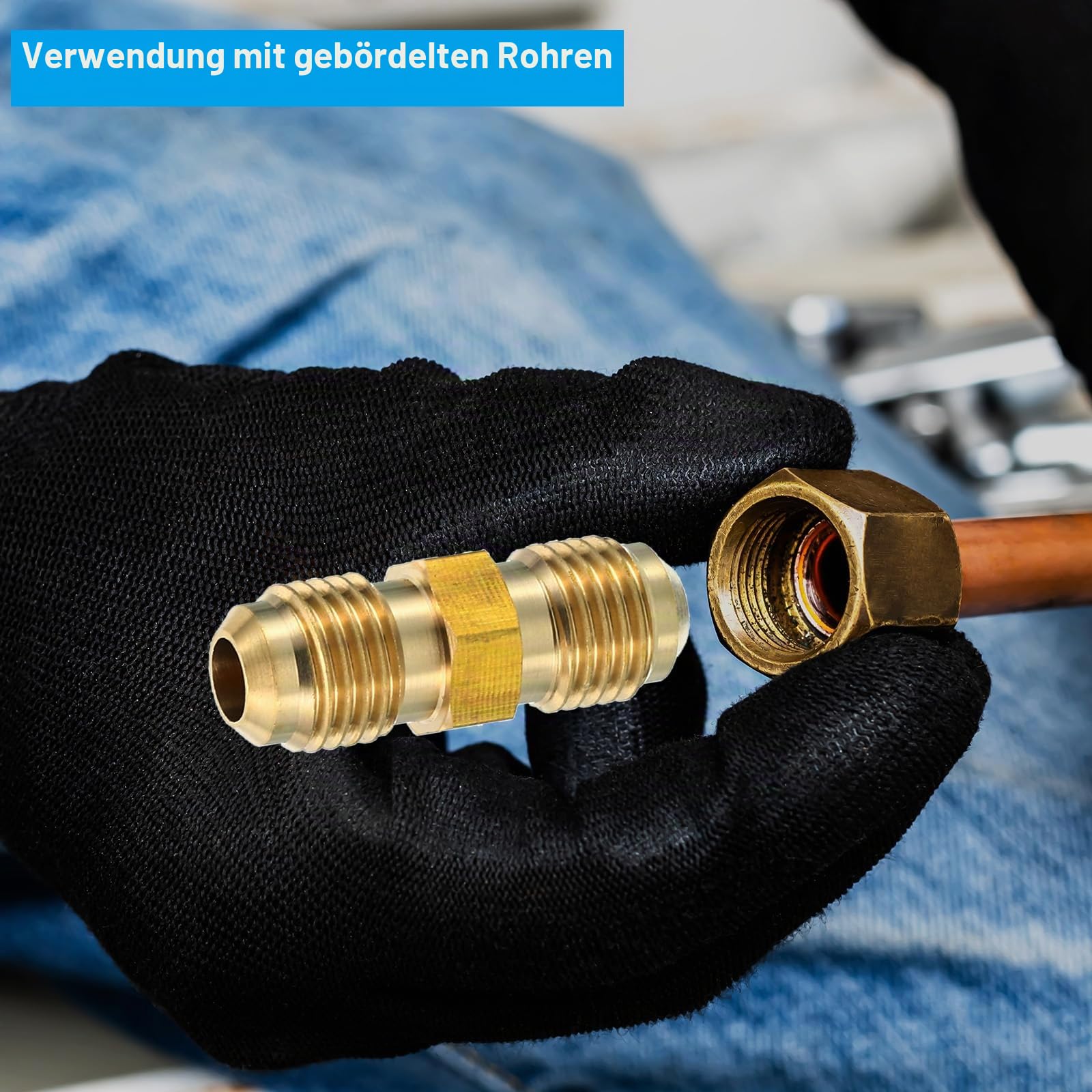PATIKIL 1/4 Zoll Außen x 1/4 Zoll Außen Verbinder, 3 Stück SAE 45 Grad Flare Messing Adapter Union Rohrkupplung Flare Rohrverschraubung für Luft-, Gasleitungen