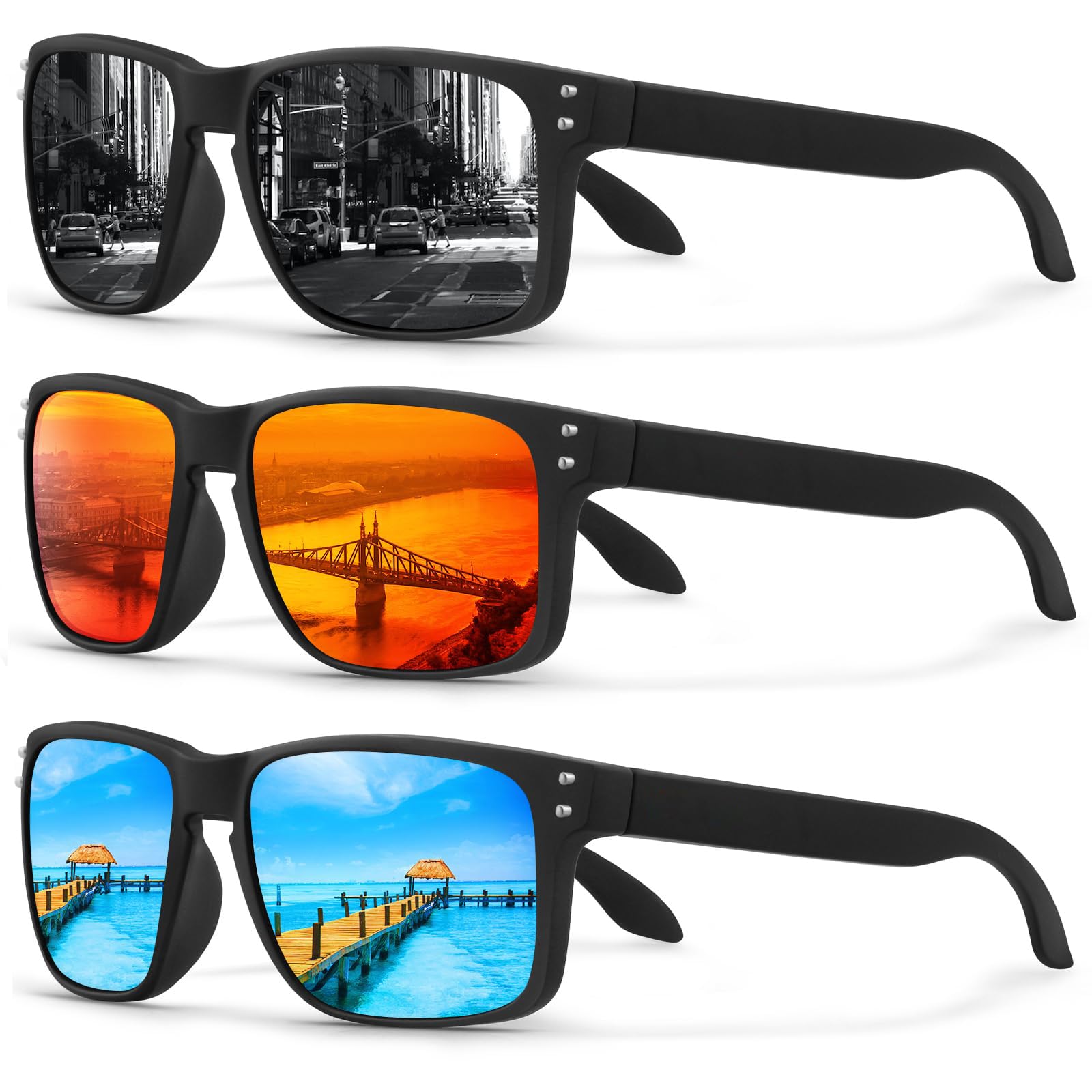 Polarized Square Sunglasses For Men and Women Matte Finish Sun Glasses UV Protection Glasses