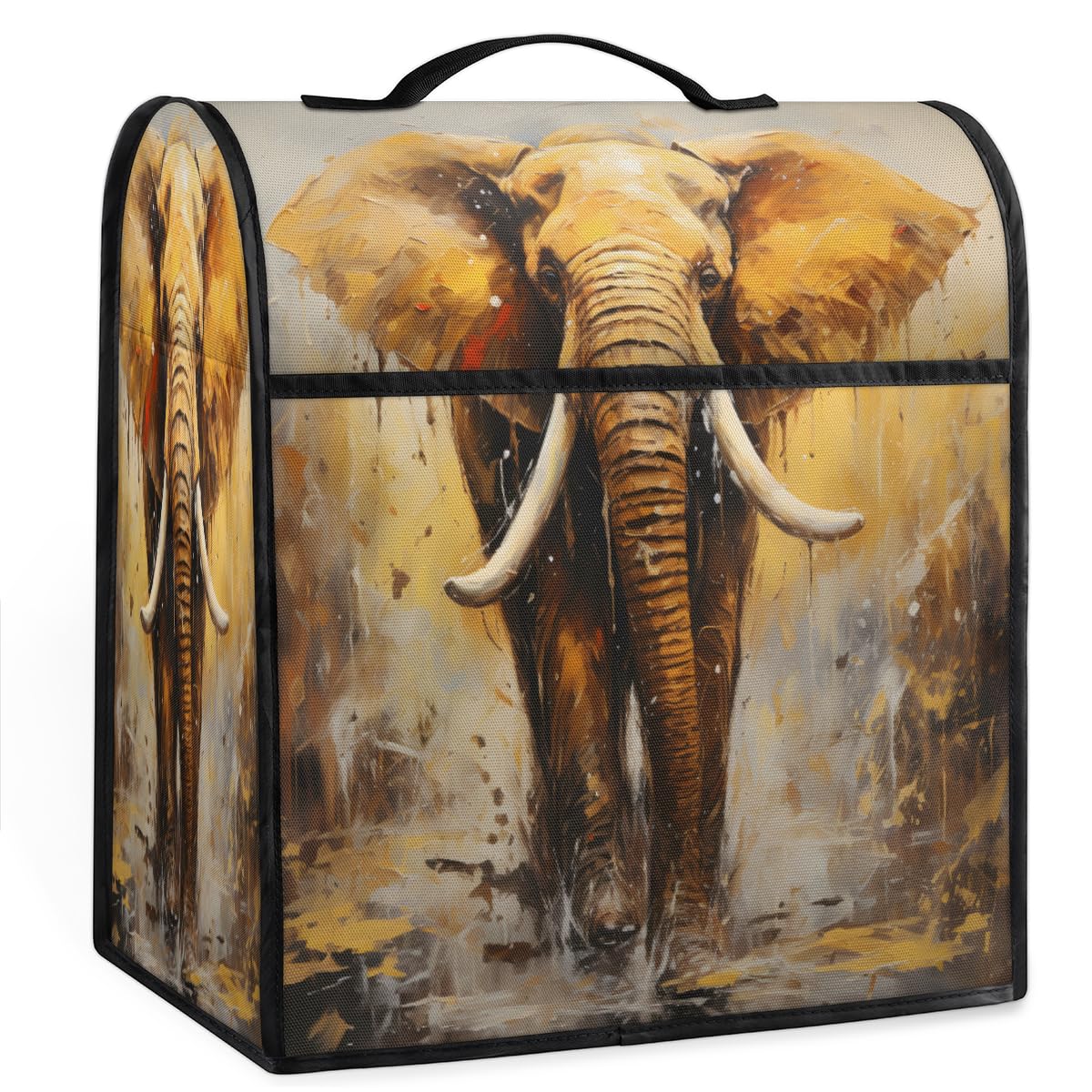 Coffee Maker Cover Retro Elephant Kitchen Appliance Covers Small Appliance Covers Blender Cover Juicer Cover Dust Covers for Kitchen Appliances with Top Handle and Pockets,Washable,C319