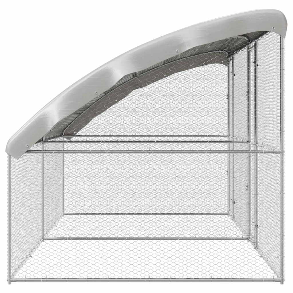 Gabbia per polli, 2 pezzi, argento, 400 x 200 x 200 cm, in acciaio zincato, gabbia per polli, conigli, oce, colombe e quaglie, con 2 ante