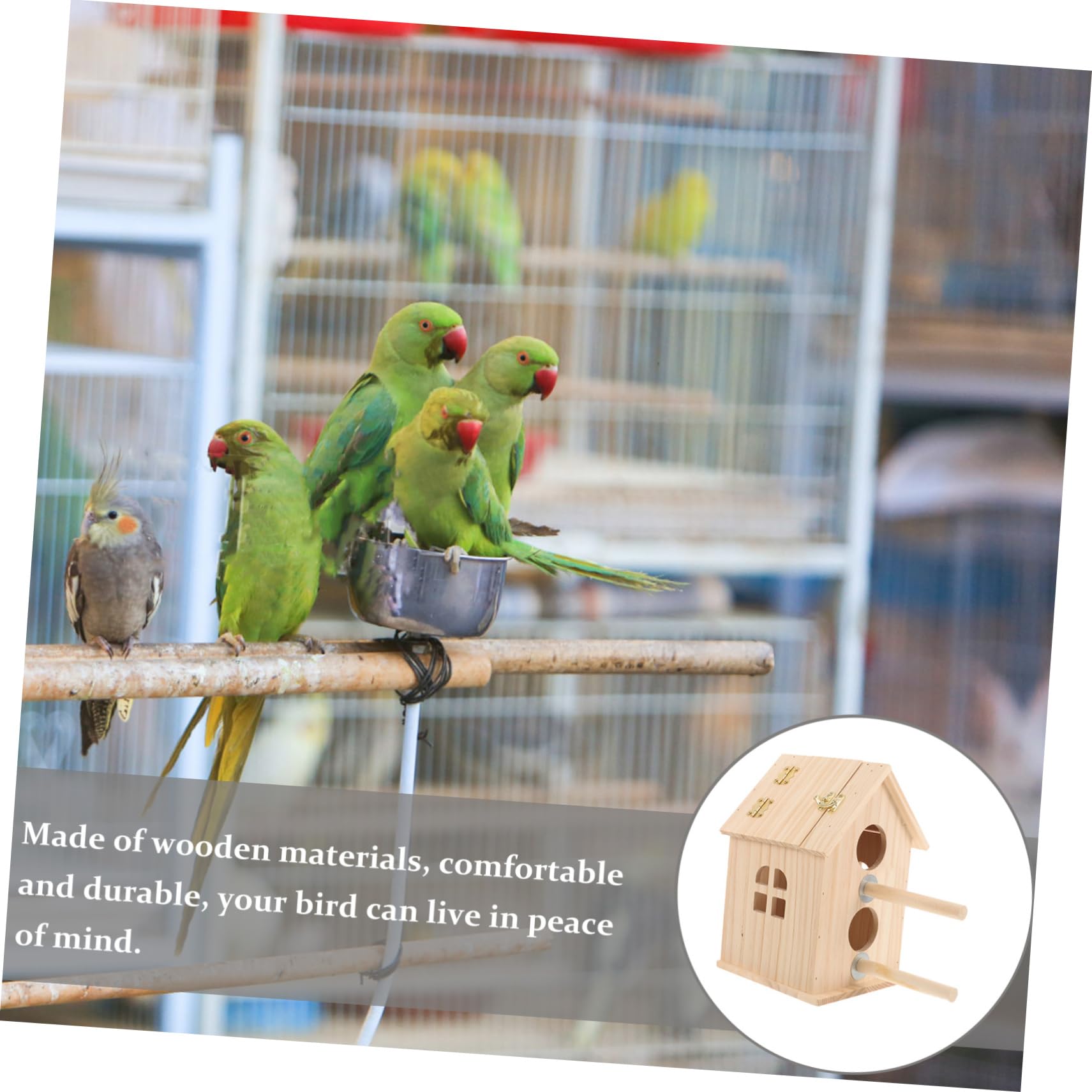 BESPORTBLE Caja terrario de Aves Nido de Periquito de Madera Suministros de cría de Aves nidos de pajaros casa pajaros Juguetes de Aves para periquitos Accesorio Periquito Loro Nido de Pájaro