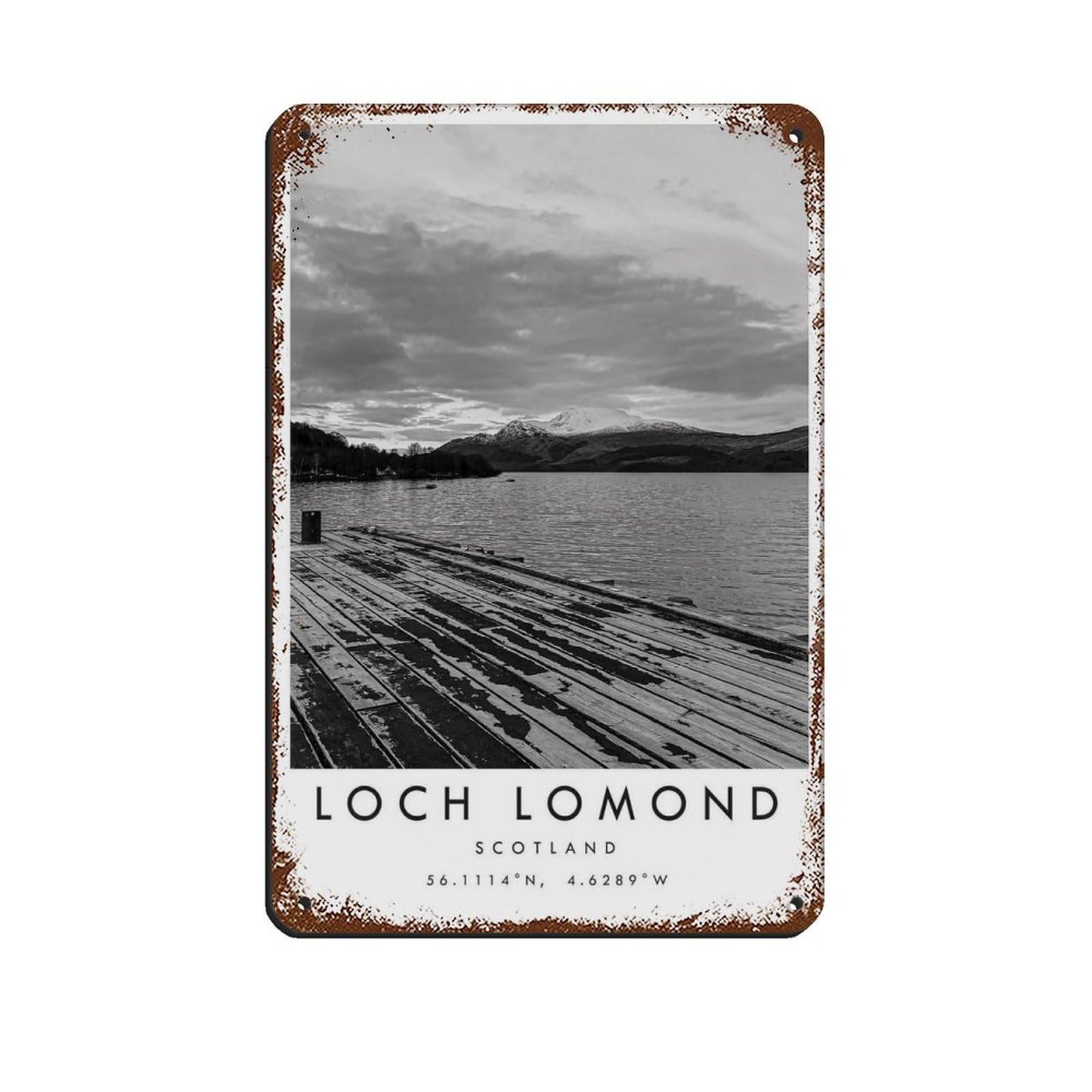 Loch Lomond Travel, Scotland Art Retro Poster Metal Tin Sign Chic Art Retro Iron Painting Bar People Cave Cafe Family Garage Poster Wall Decoration 8x12inch(20x30cm)
