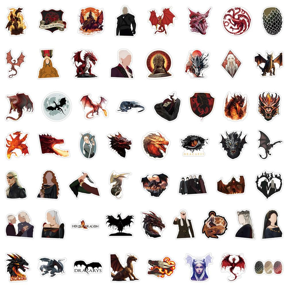 110 House Of The Dragon adesivi per laptop, fantastiche decalcomanie per telefoni skateboard per adolescenti, ragazzi e bambini