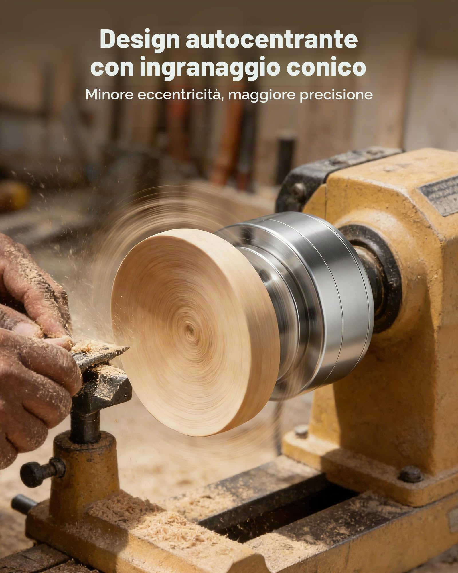 VEVOR Mandrino per Tornio per Legno, Mandrino Autocentrante a 4 Griffe da 102 mm per Tornitura del Legno con Adattatore da 1 pollice x 8 TPI, 5 Griffe, Valigetta per Trasporto, Set di Mandrini