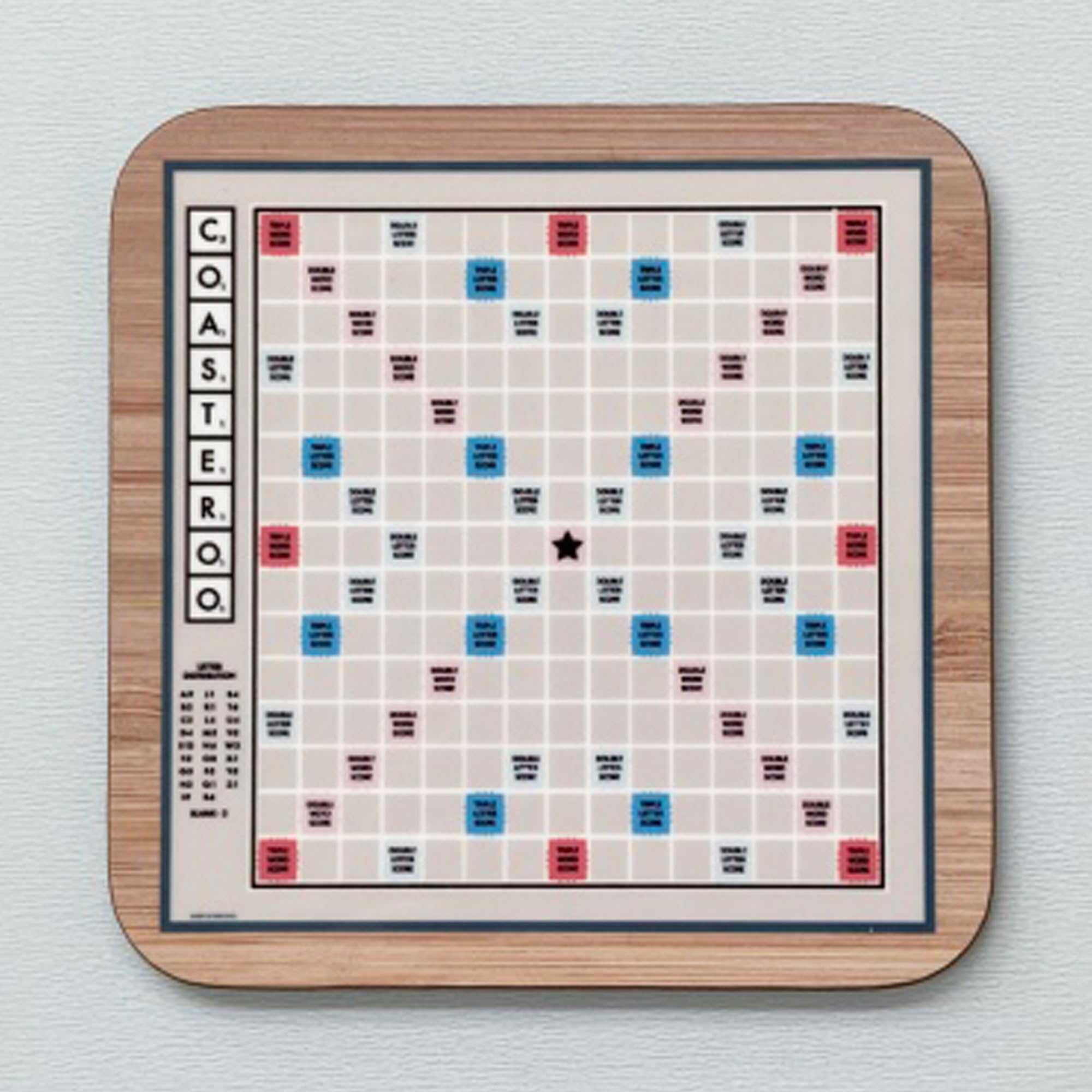 Coasteroo Scrabble Game Board - Drinks Coaster - Hardboard - 9Cm X 9Cm - Gloss Finish