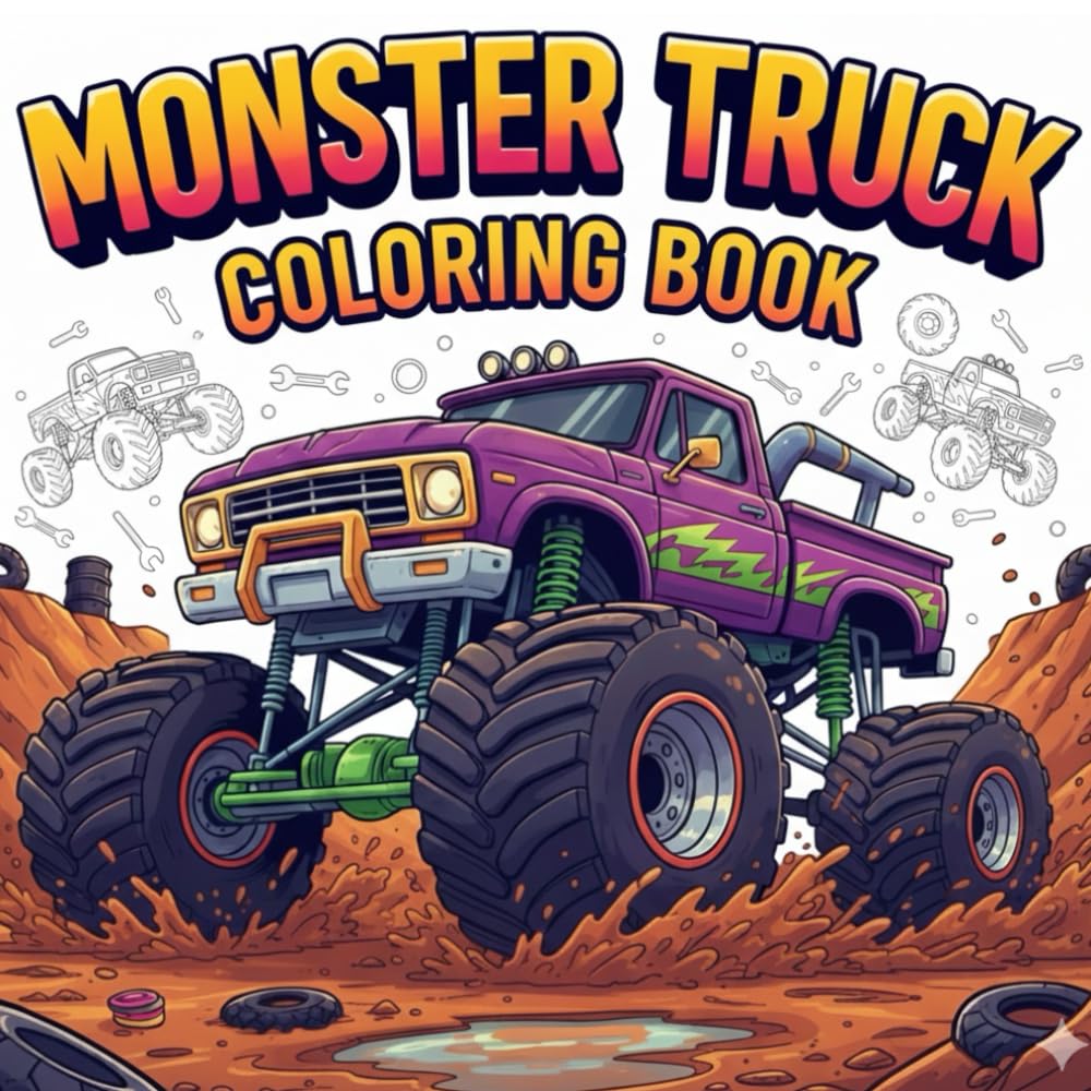 Monster Truck Coloring Book for Kids Ages 4–8: Big Monster Trucks Smashing Cars | Bold Thick Outline Action Coloring Pages for Kids Ages 4–8 (Truck Smash Series)
