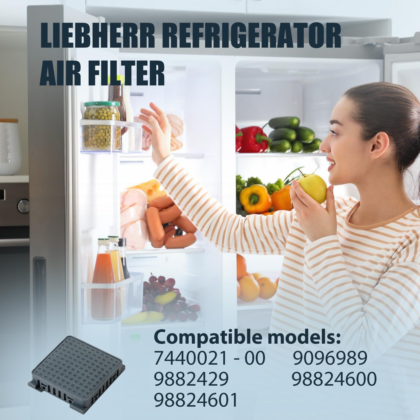 Lot de 2 Filtres Charbon Actif Réfrigérateur, Compatible avec Technologie BioFresh et FreshAir, Remplace 7440021 9096989 988246001, Filtre Réfrigérateur Anti-Odeur, Compatible Liebherr