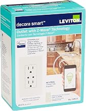 Leviton DZR15-1RZ Decora Z-Wave Controls 15-Amp Tamper Resistant Split Duplex Receptacle, White/Ivory/Light Almond