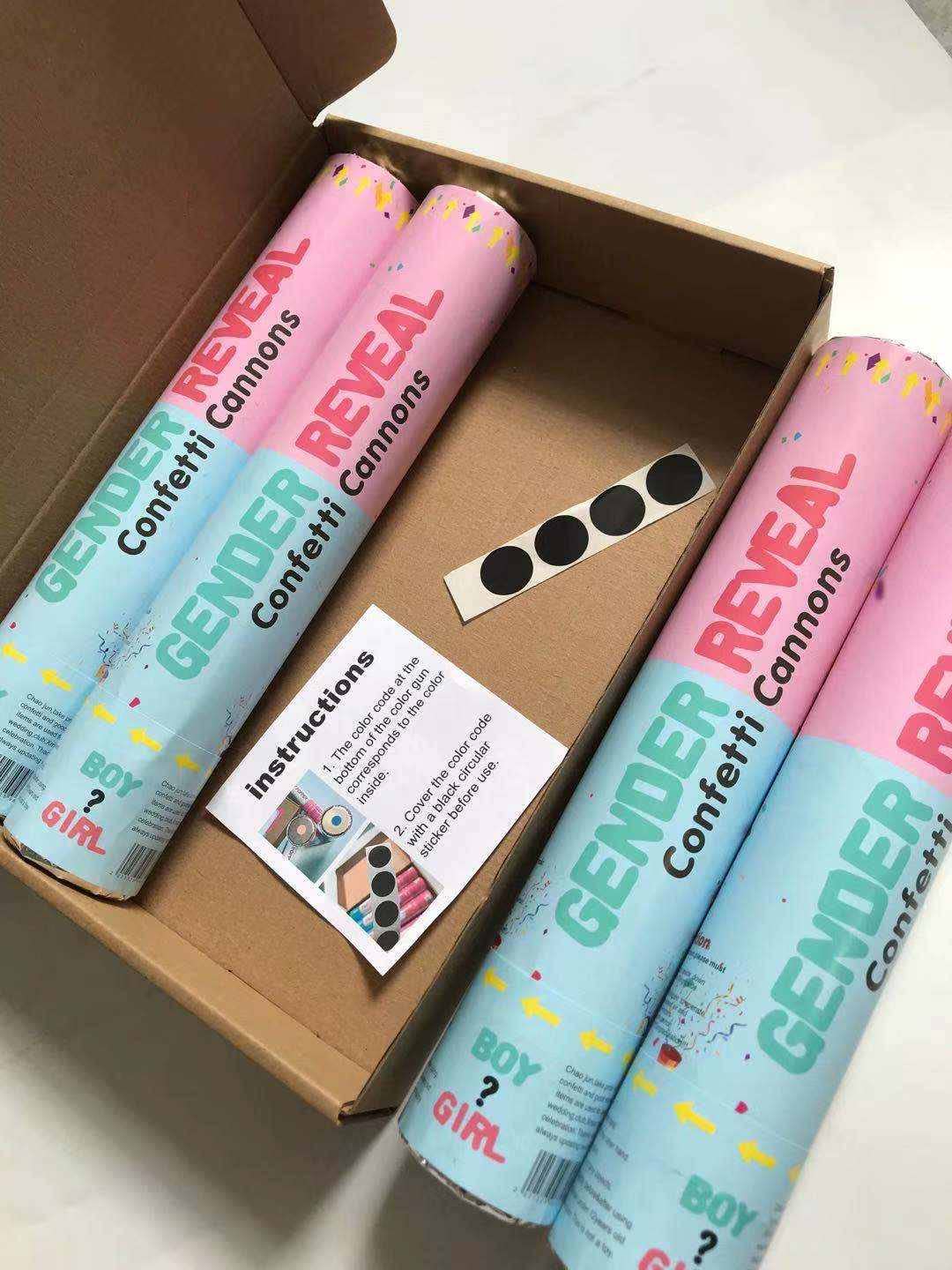 Buy Posies Petals Gender Reveal Confetti Cannon Poppers 2 x Blue & 2 x Pink 30cm Shooter with