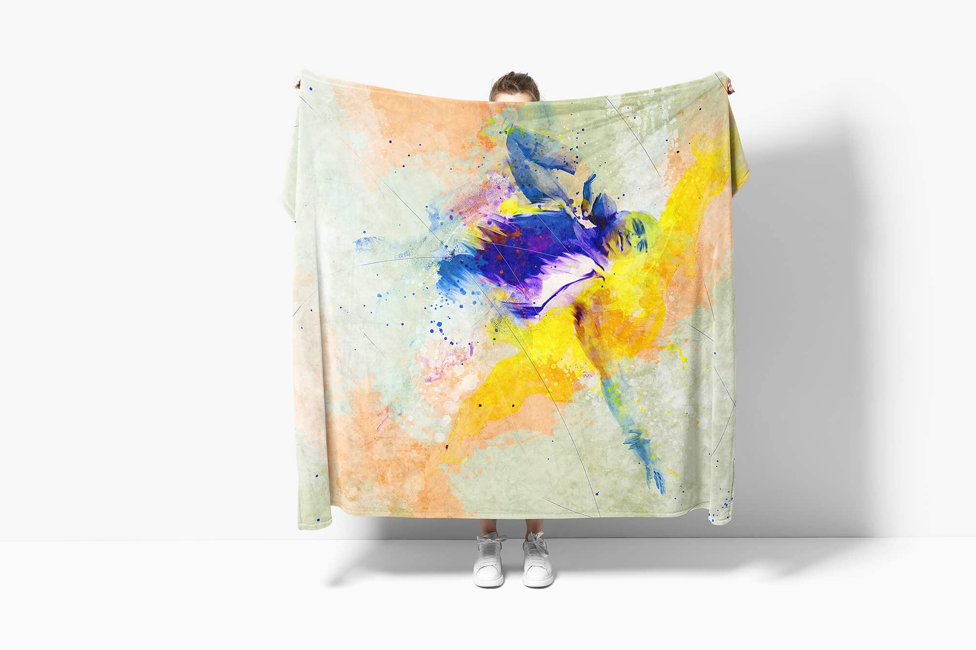 SplashArt Sport Handtuch Strandhandtuch Saunatuch Kuscheldecke Kunstvoll Kugelstoßen SPOR Größe 180 x 130 cm (Tagesdecke - Sherpa Flies)