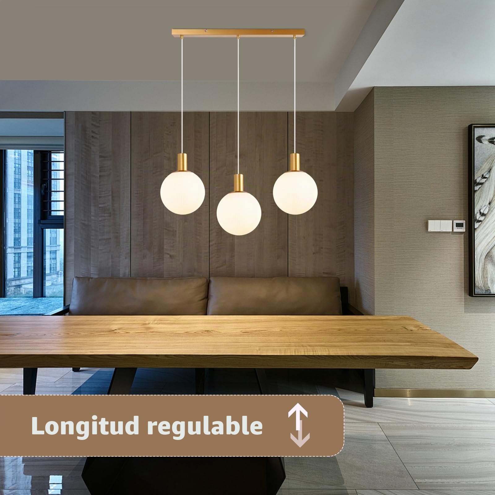 CBJKTX Lámpara Colgante de Mesa de Comedor de Cristal - E27 Lámpara