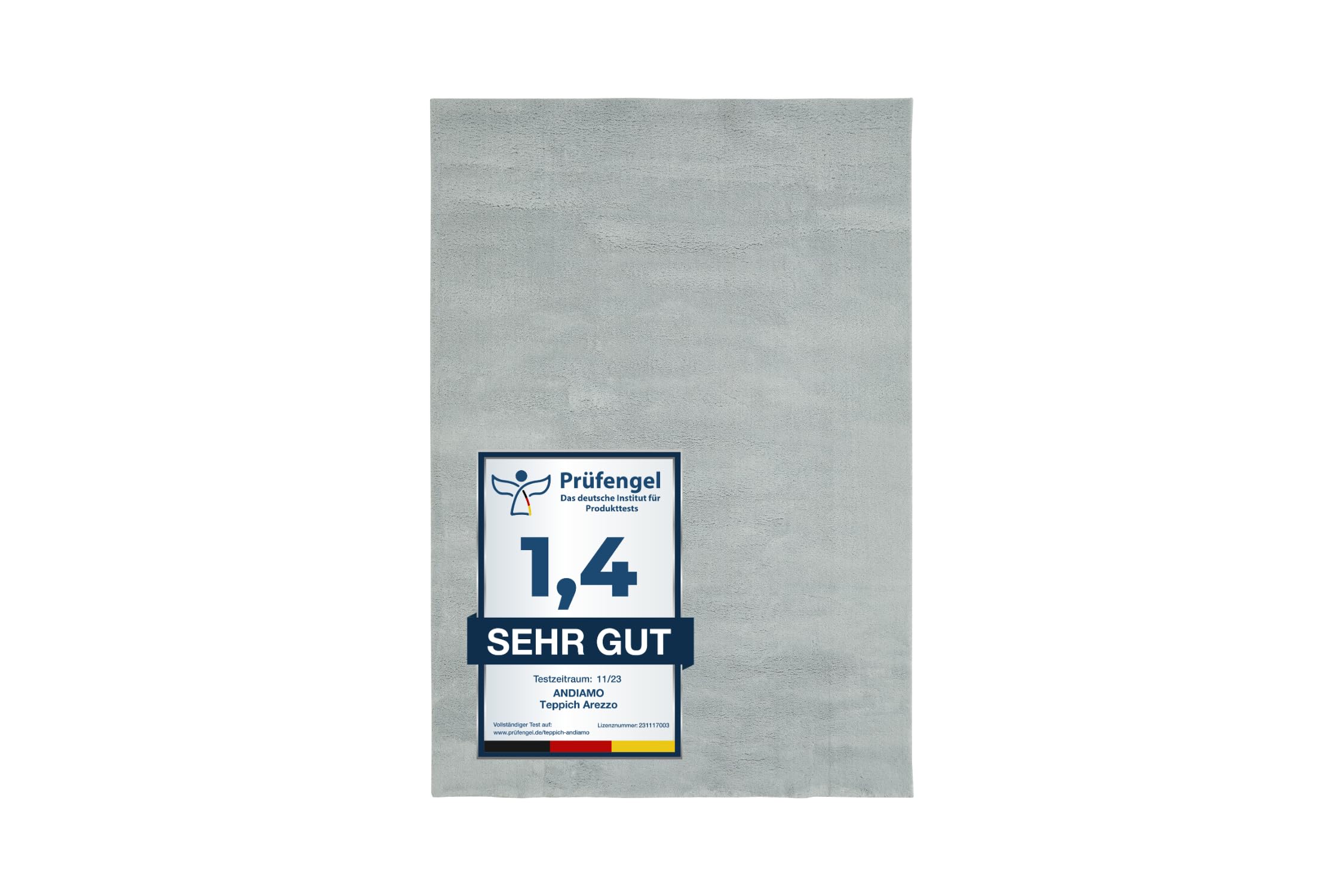 andiamo Teppich Arezzo waschbar Wohnzimmer Esszimmer pflegeleichter eleganter gemütlicher Wohnzimmerteppich Fellteppich einfarbig 80 x 150 cm grau