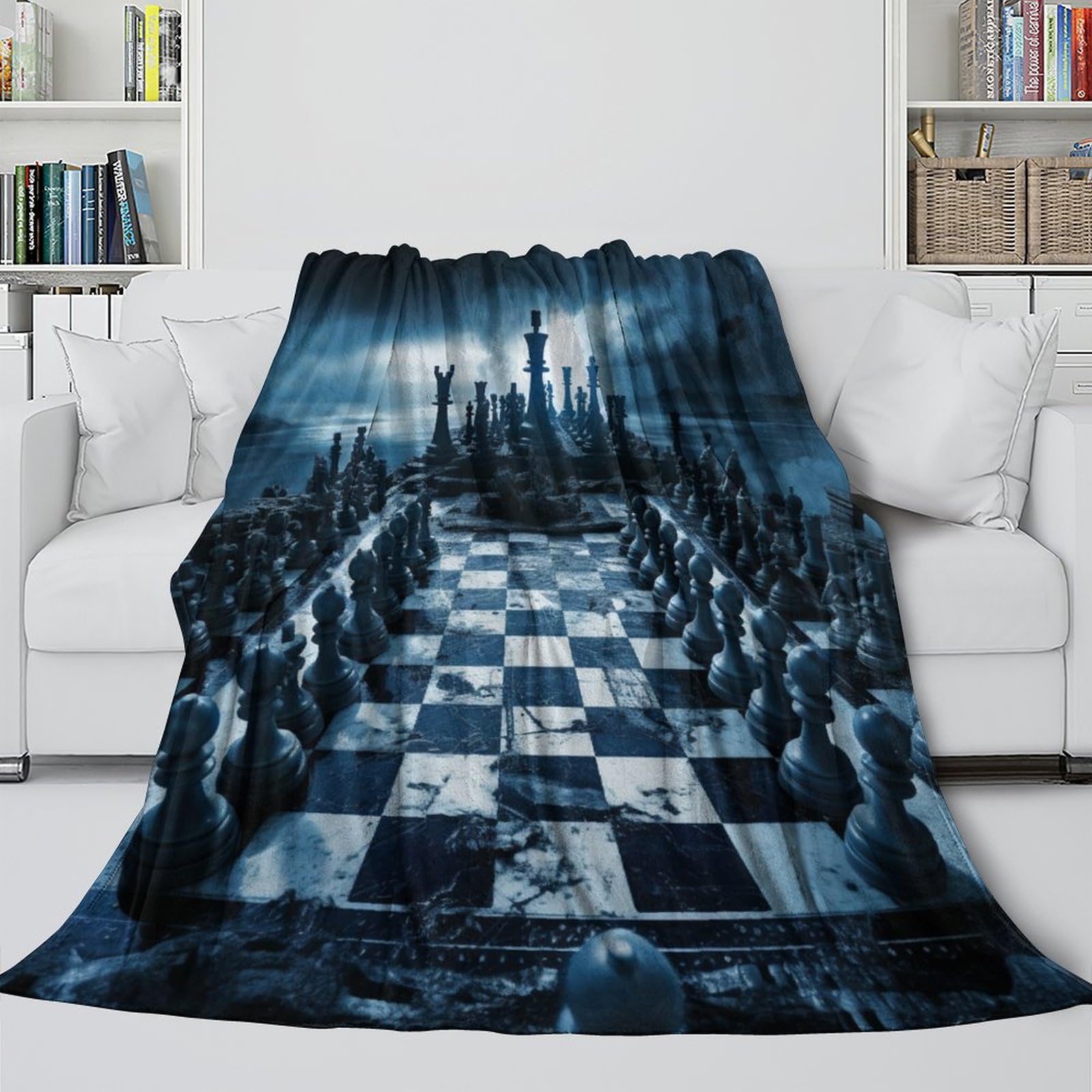 Homelike Moment Karierte Fleecedecke Doppelgröße – Schwarzes Schachbrettmuster, Weich & Warm, Für Couch & Bett