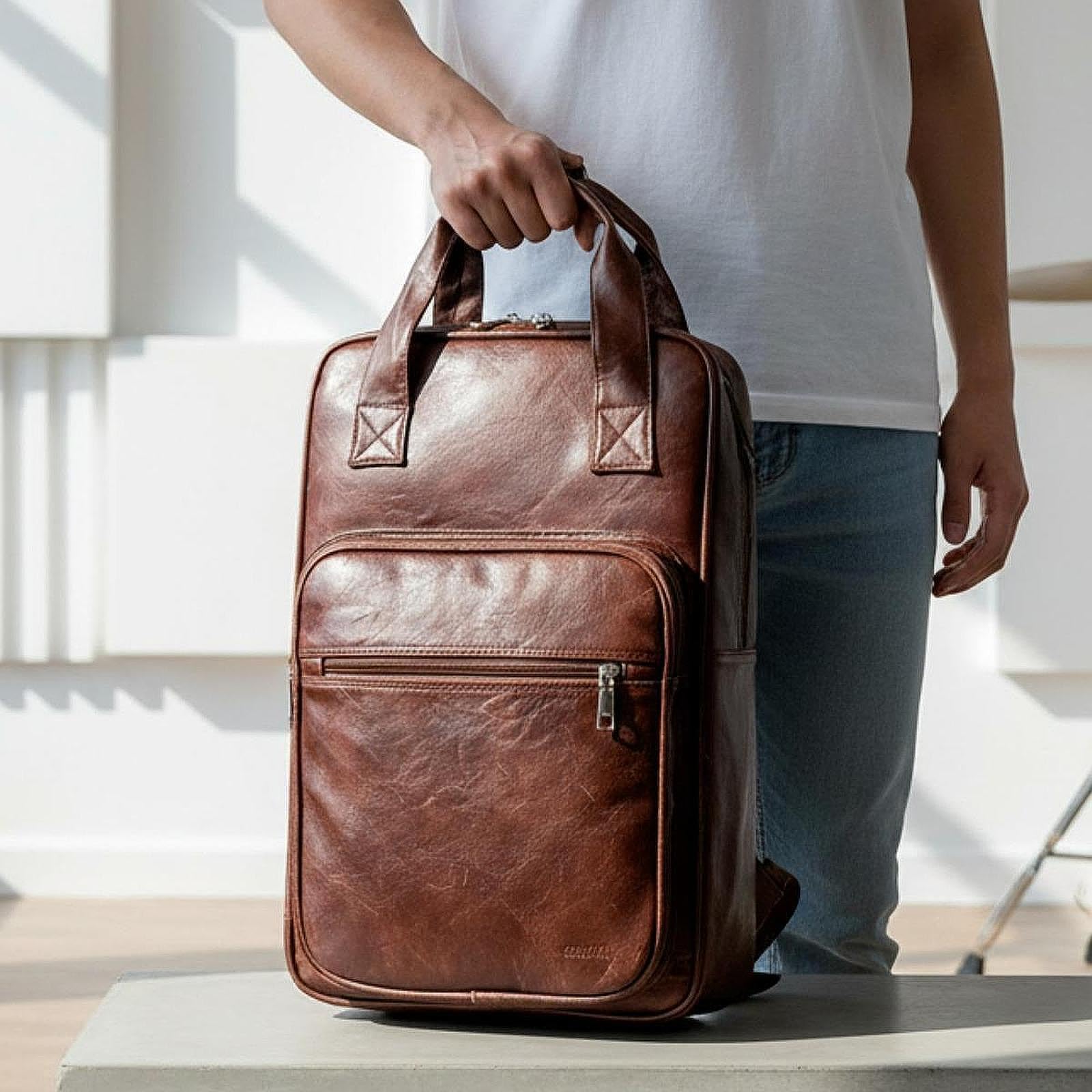 TISHITA Borsa Porta Bacchette, Custodia per Bacchette, Organizer per Bacchette in PU con Ampia Capacità E Tasca Frontale, Resistente All'acqua Graffi, Marrone
