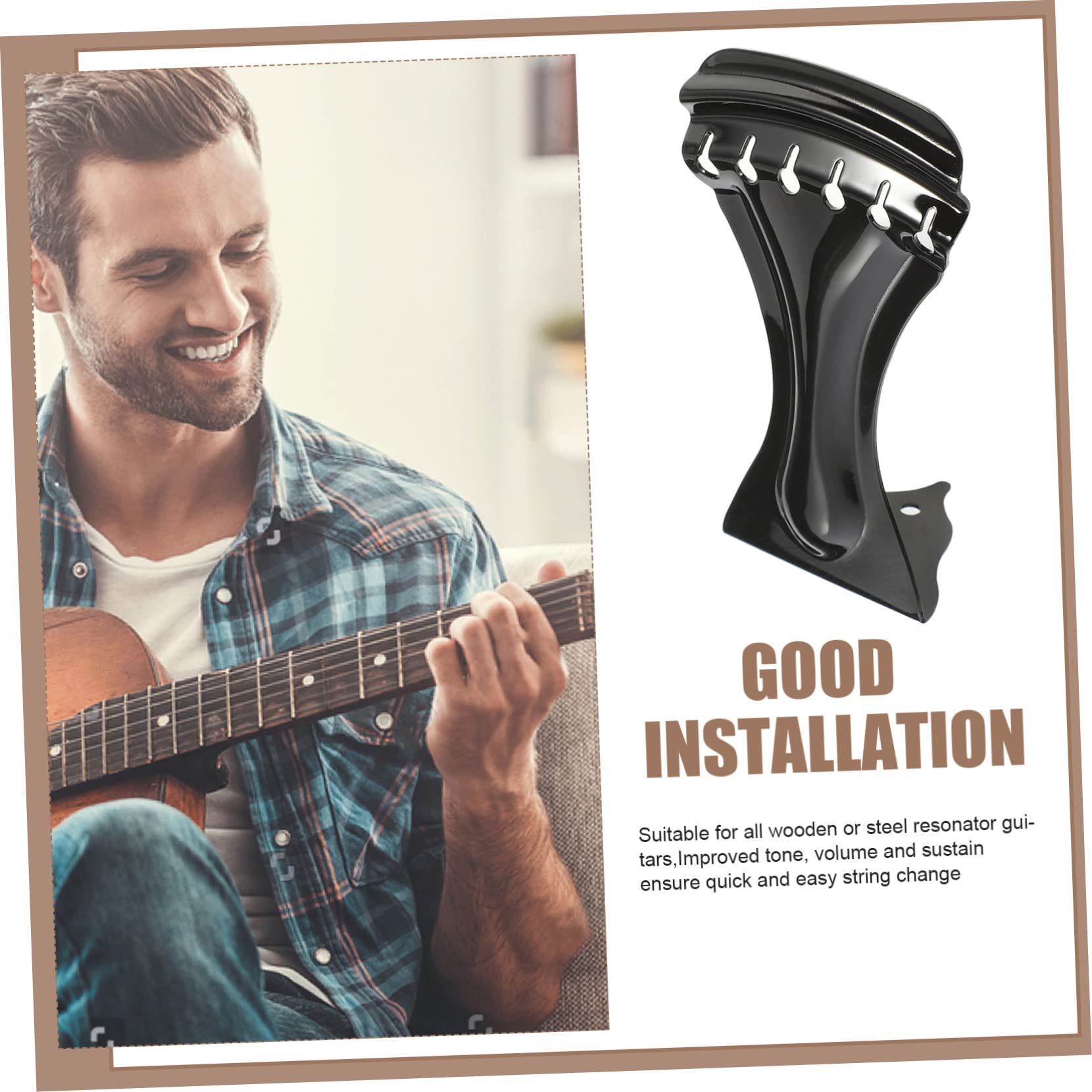 CATIEBYE Tailpiece for Resonator Guitar 6 String Guitar Component Metal Bridge Tailpiece Echo Repair