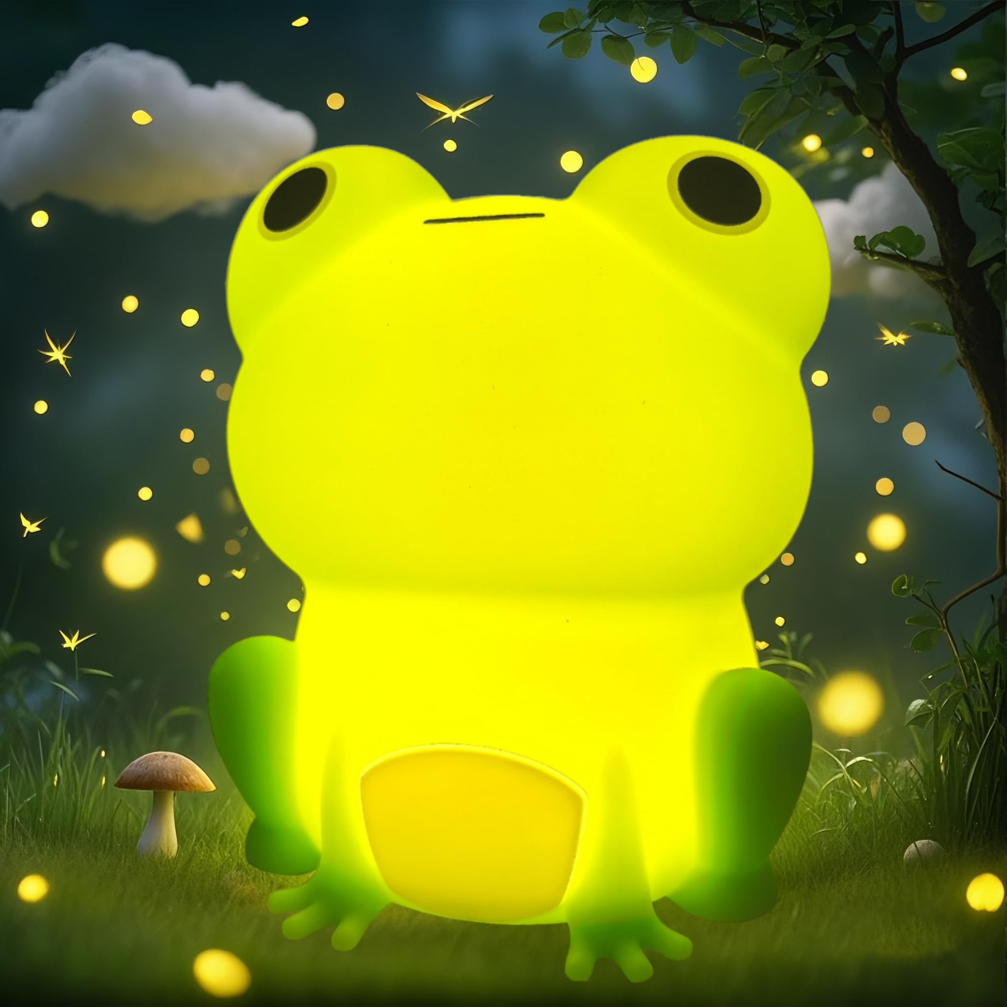 POSSHE Frog Night Light, Frog Gifts, Cute Silicone Nursery Rechargeable Dimmable Bedside Lamp, Kids' Bedroom Decor