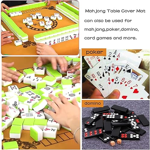 Miniatura 7 de Tapete de mesa Mahjong, antideslizante, para Mahjong, Dominos, Poker, Paigow, juego de cartas, 31.5 x 31.5 pulgadas (31.5 x 31.5 in)