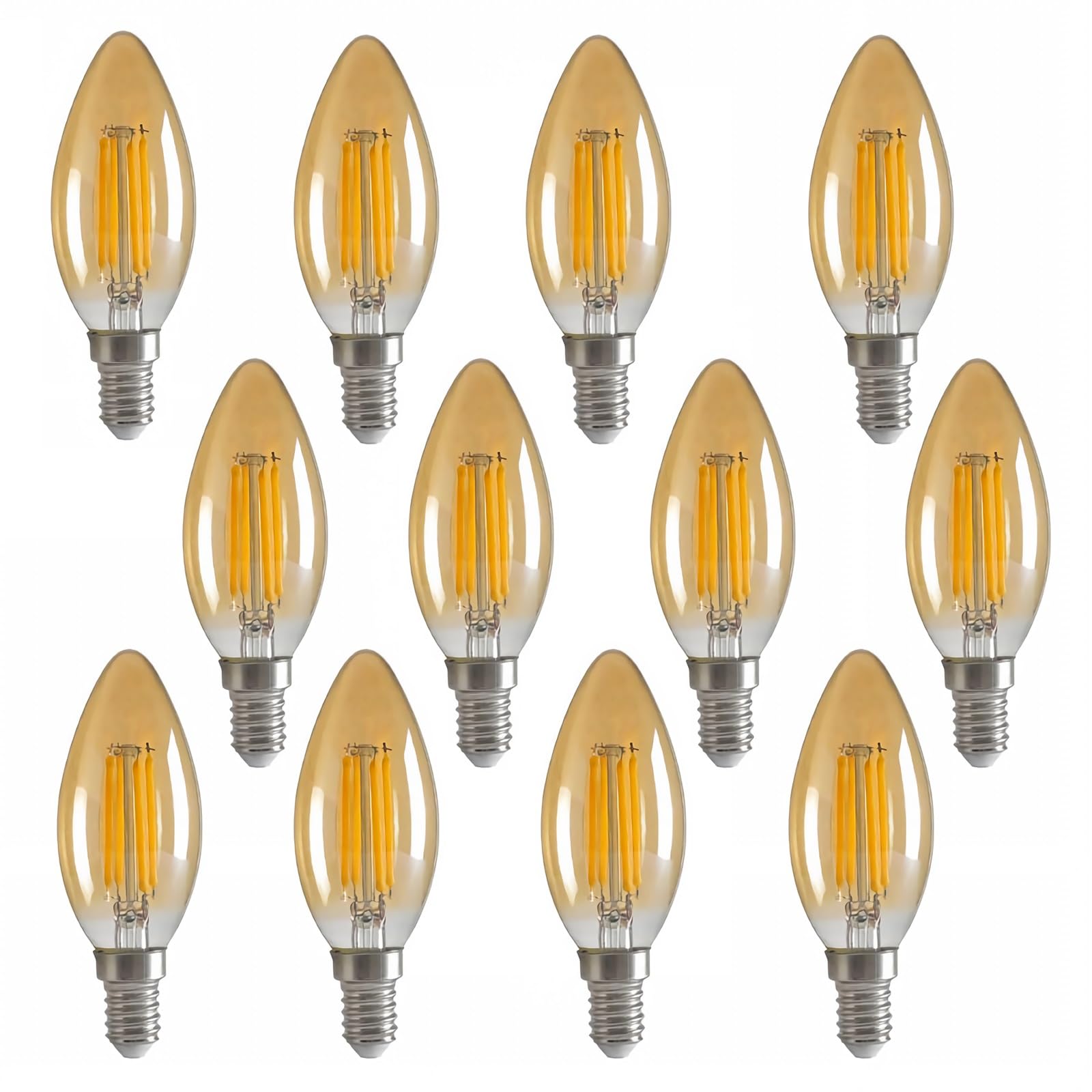 Bombilla Led E14 6W Luz Cálida 2700K (Equivalente 60W) 660 Lúmenes Sin Parpadeo Casquillo Edison Pequeño No Regulable Para Bombilla vintage Iluminación decorativa(12pack)
