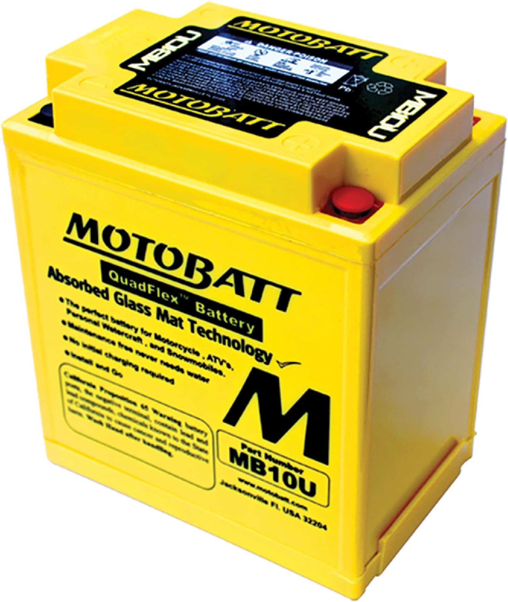 MotoBattMB10U (14.5AH, 175CCA) Replaces Yuasa YB10AA2, YB10LA2, YB10LB, YB10LB2, Factory activated AGM