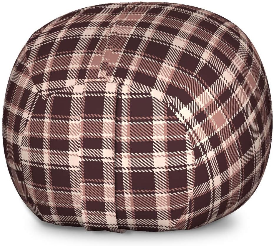 Lunarable Vintage Storage Toy Bag Chair, Gingham Style Checkered Lines Popular Culture Fashion Featured Pattern Image, Stuffed Animal Organizer Washable Bag, Large Size, Multicolor